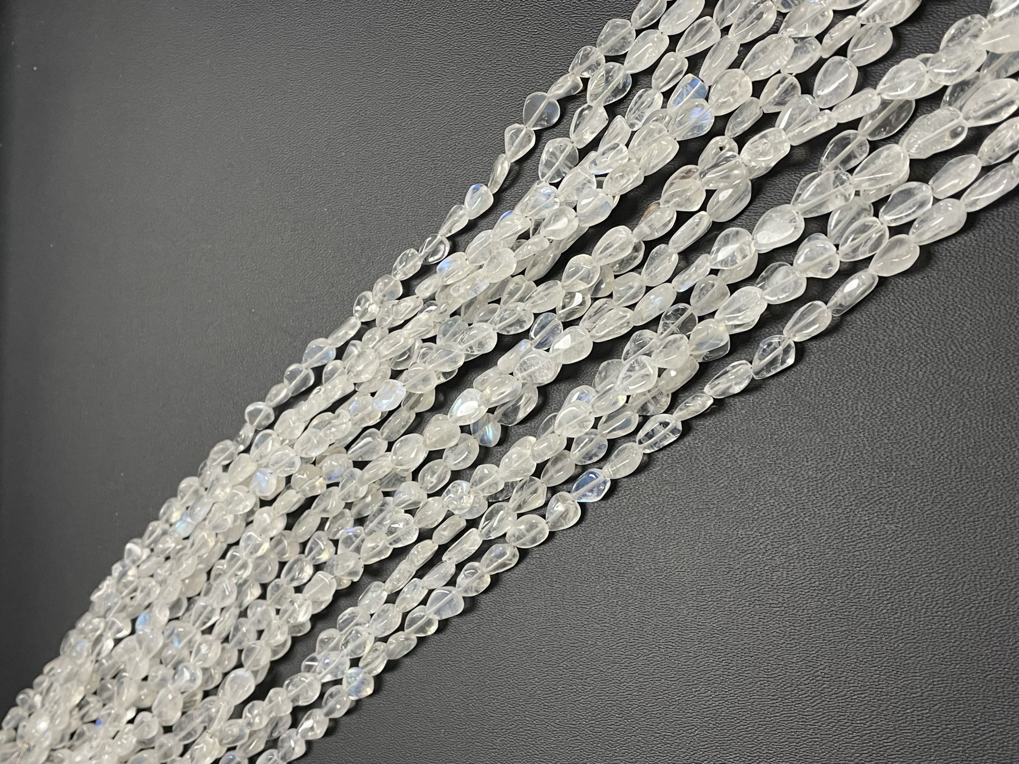 Rainbow Moonstone Straight Drill Pear Smooth