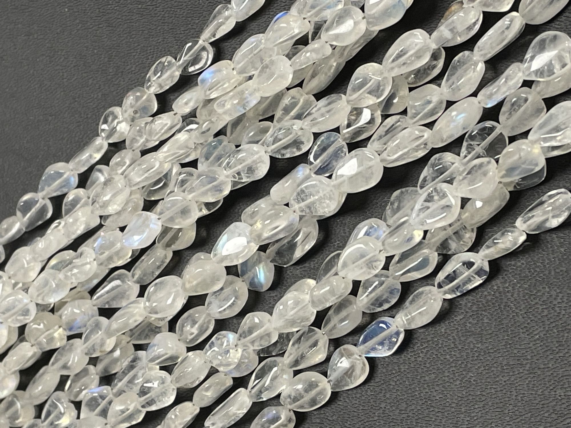 Rainbow Moonstone Straight Drill Pear Smooth