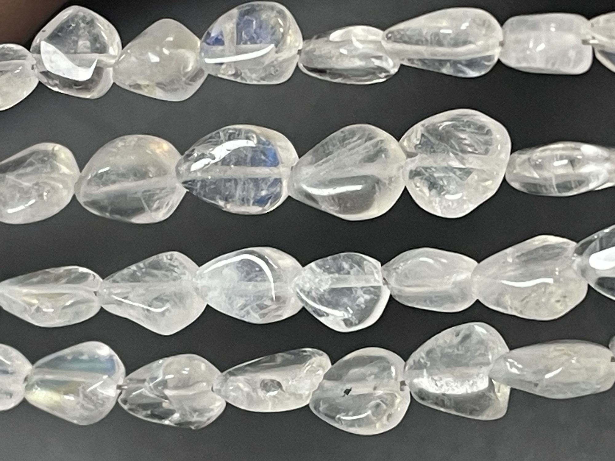 Rainbow Moonstone Straight Drill Pear Smooth