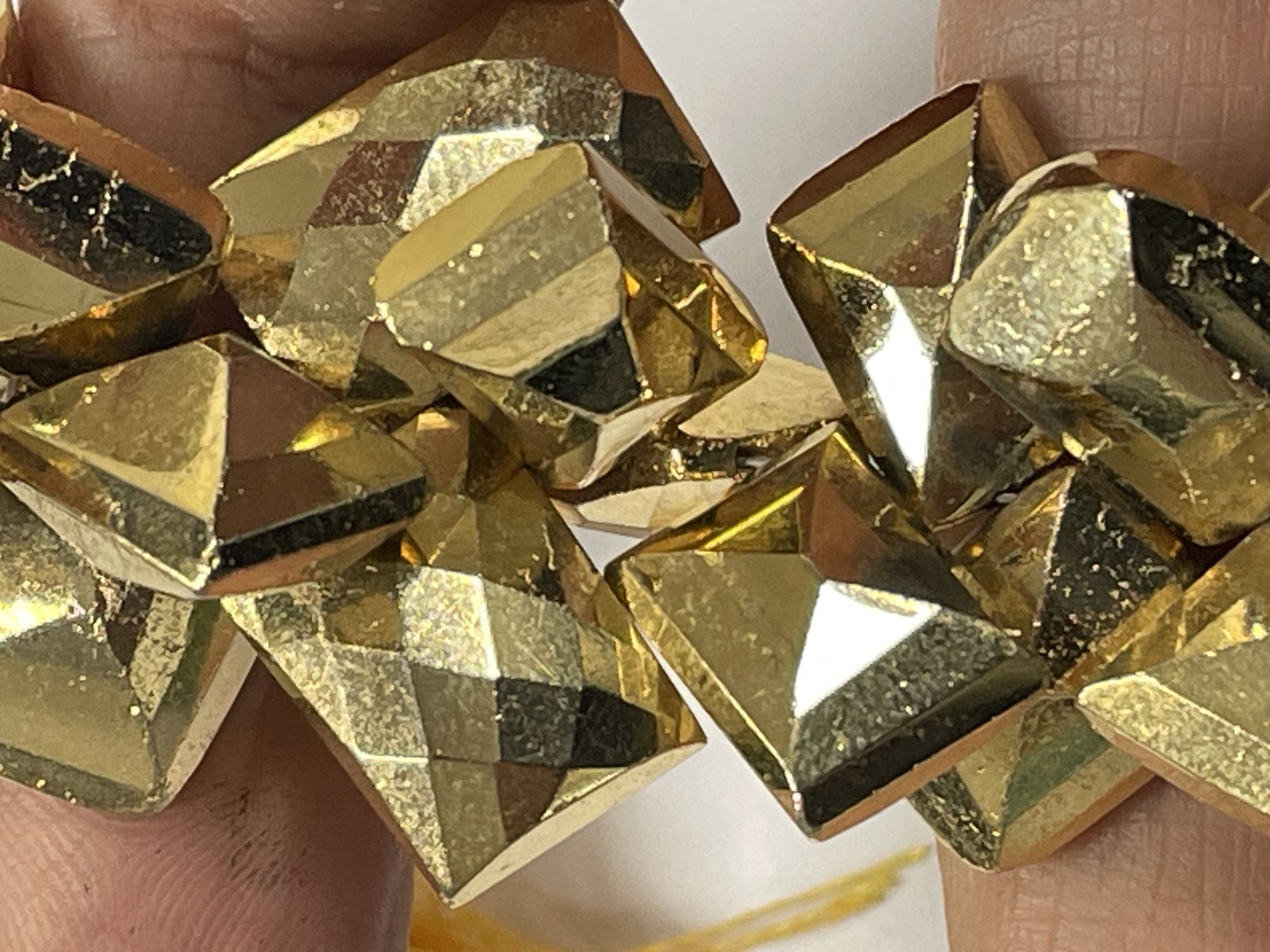 Golden coated Pyrite Rectangle Faceted