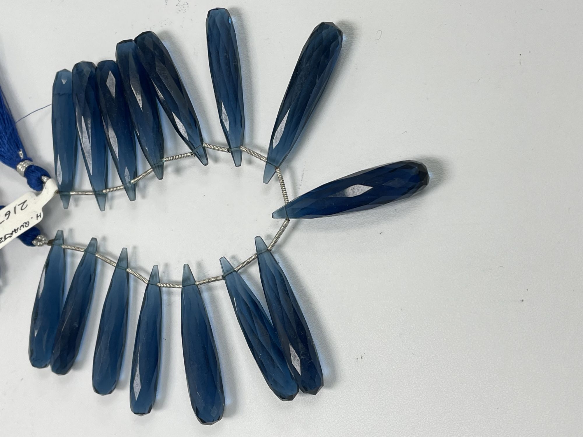 Dark Blue Hydro Quartz Long Drop Faceted