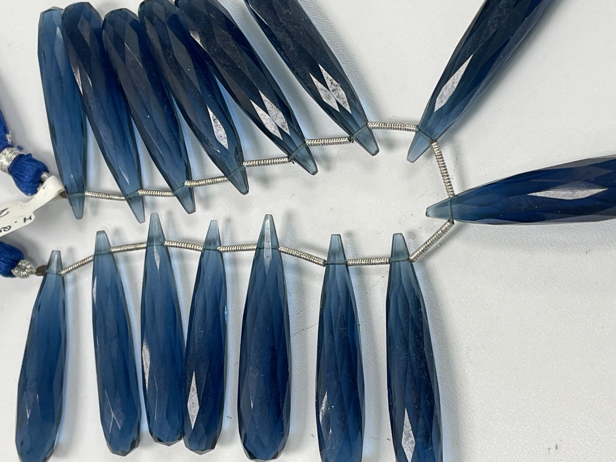 Dark Blue Hydro Quartz Long Drop Faceted