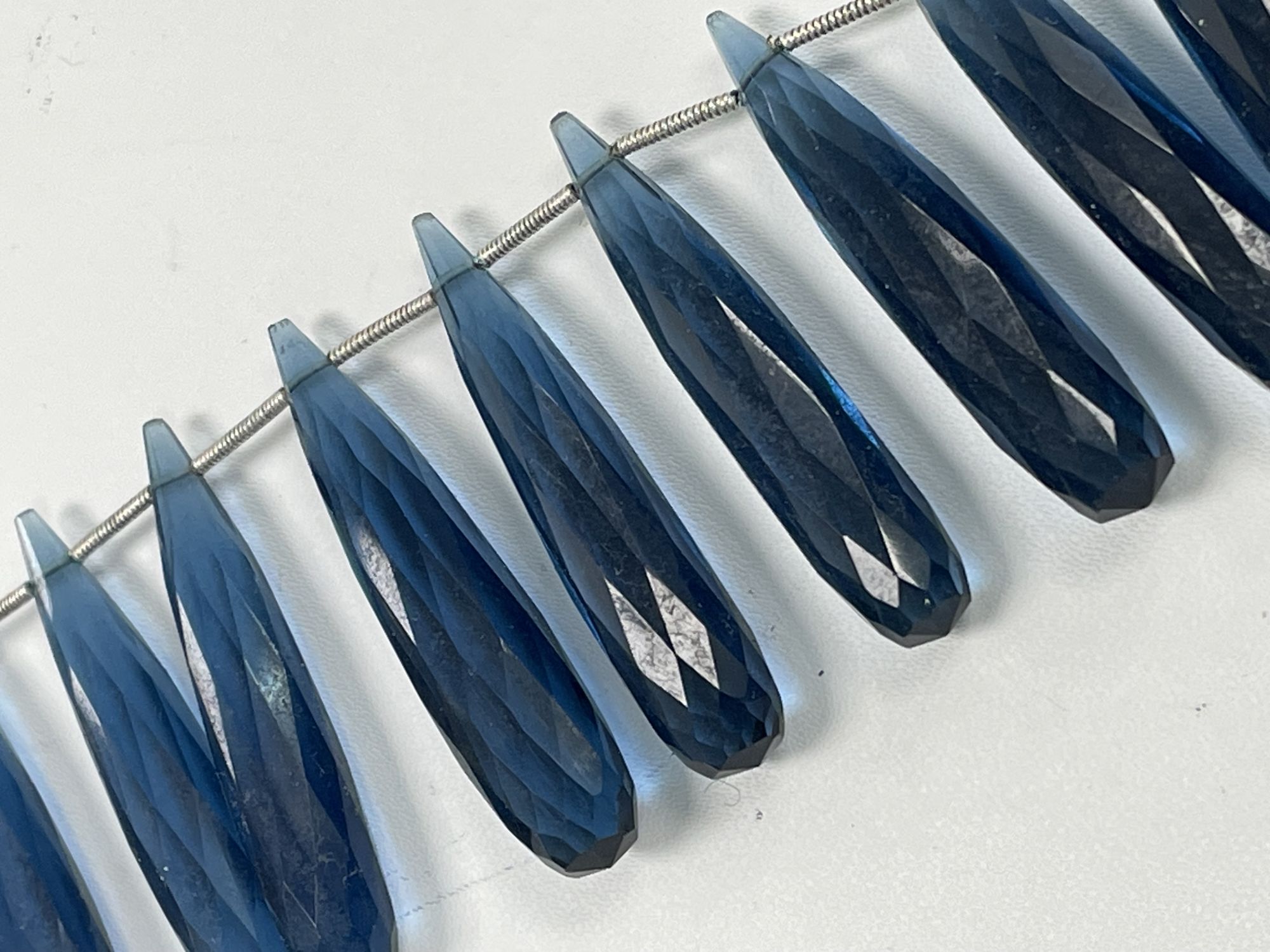 Dark Blue Hydro Quartz Long Drop Faceted