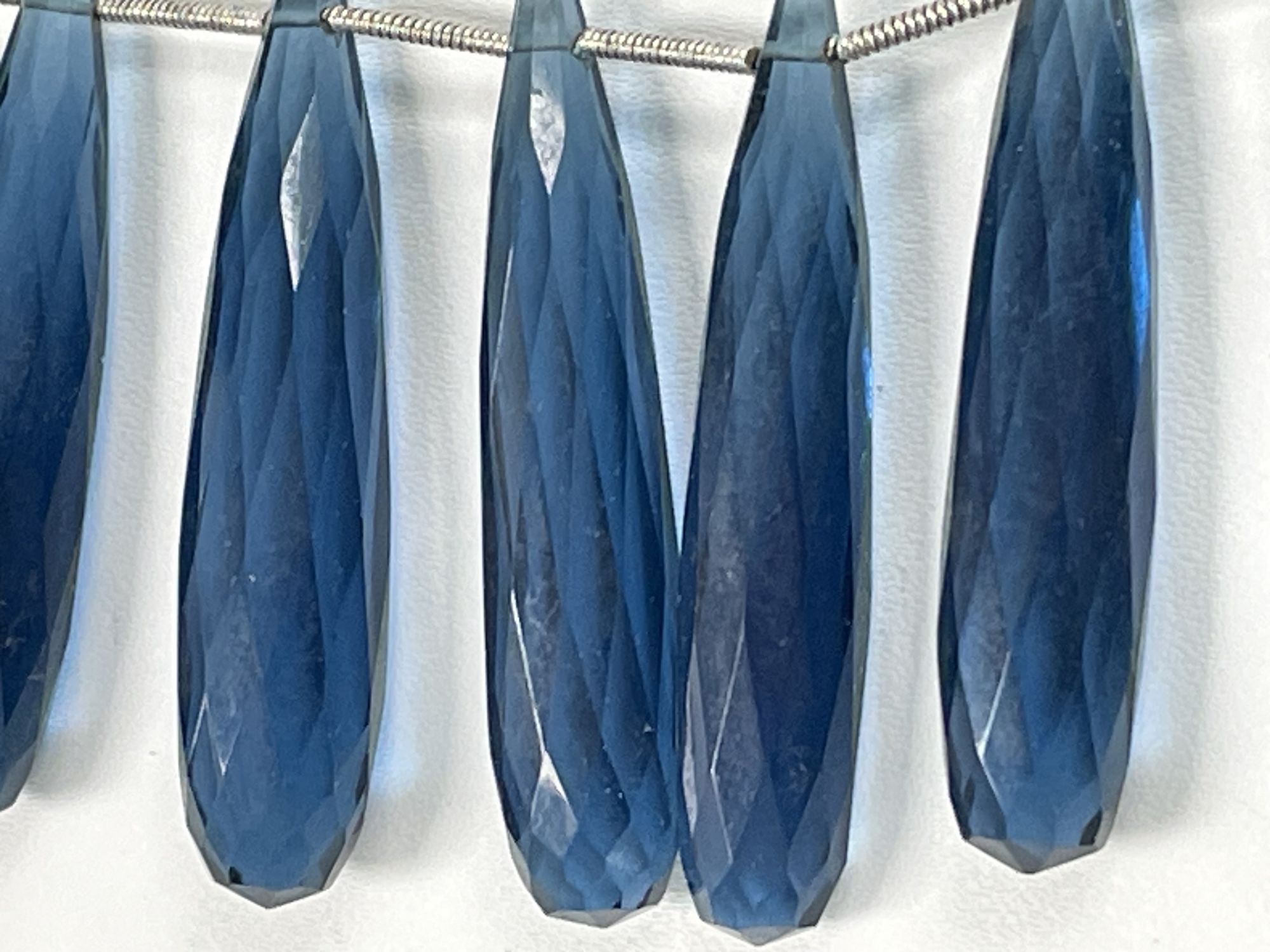 Dark Blue Hydro Quartz Long Drop Faceted