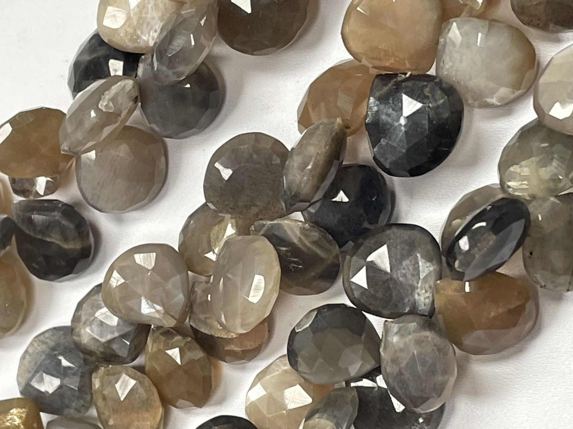 Multi Goldshine Moonstone Heart Faceted