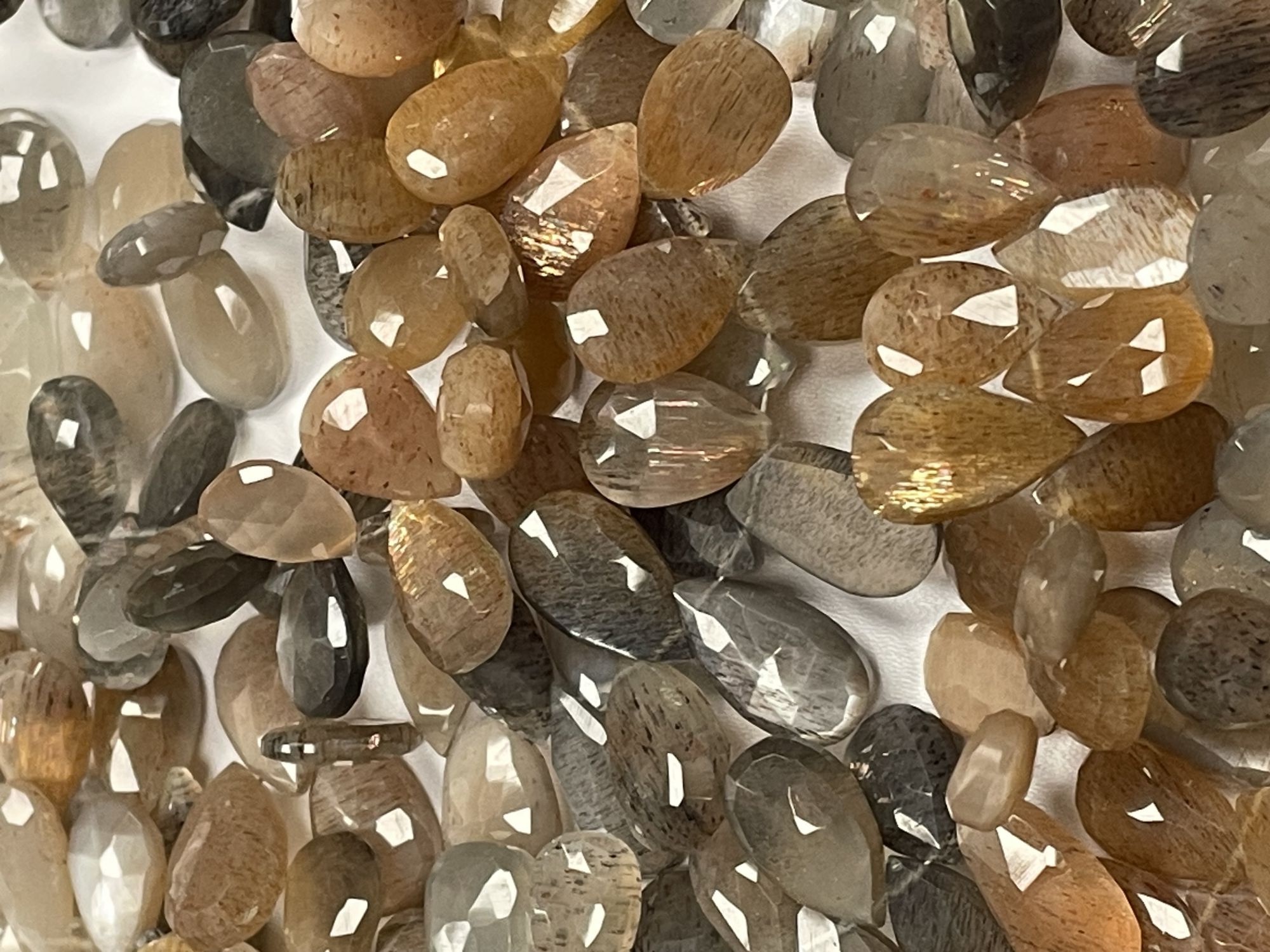 Multi Goldshine Moonstone Pear Faceted