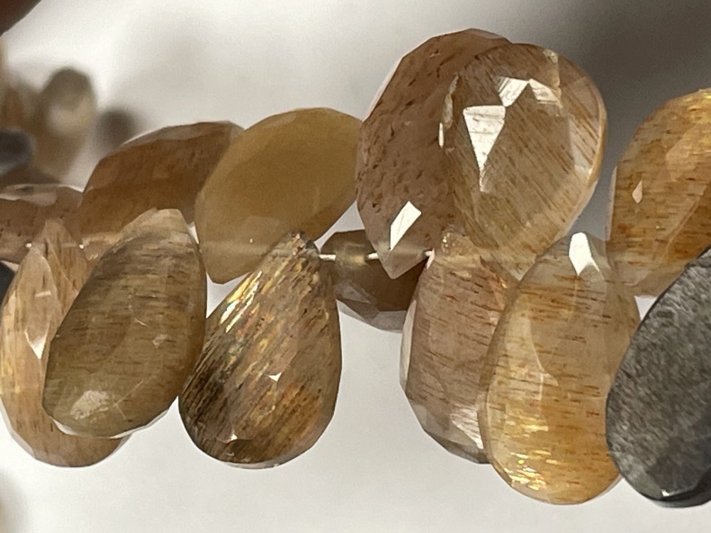 Multi Goldshine Moonstone Pear Faceted