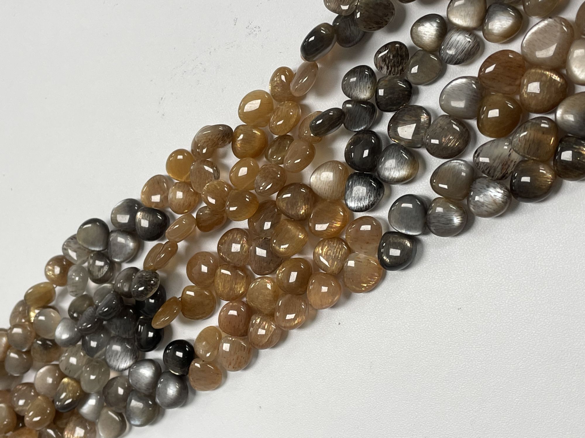 Multi Goldshine Moonstone Heart Smooth