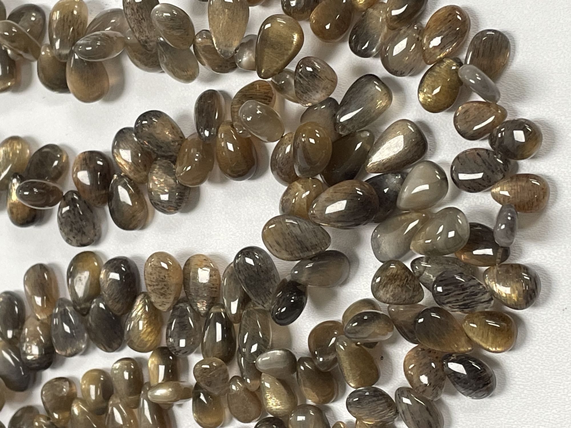 Grey Goldshine Moonstone Pear Smooth