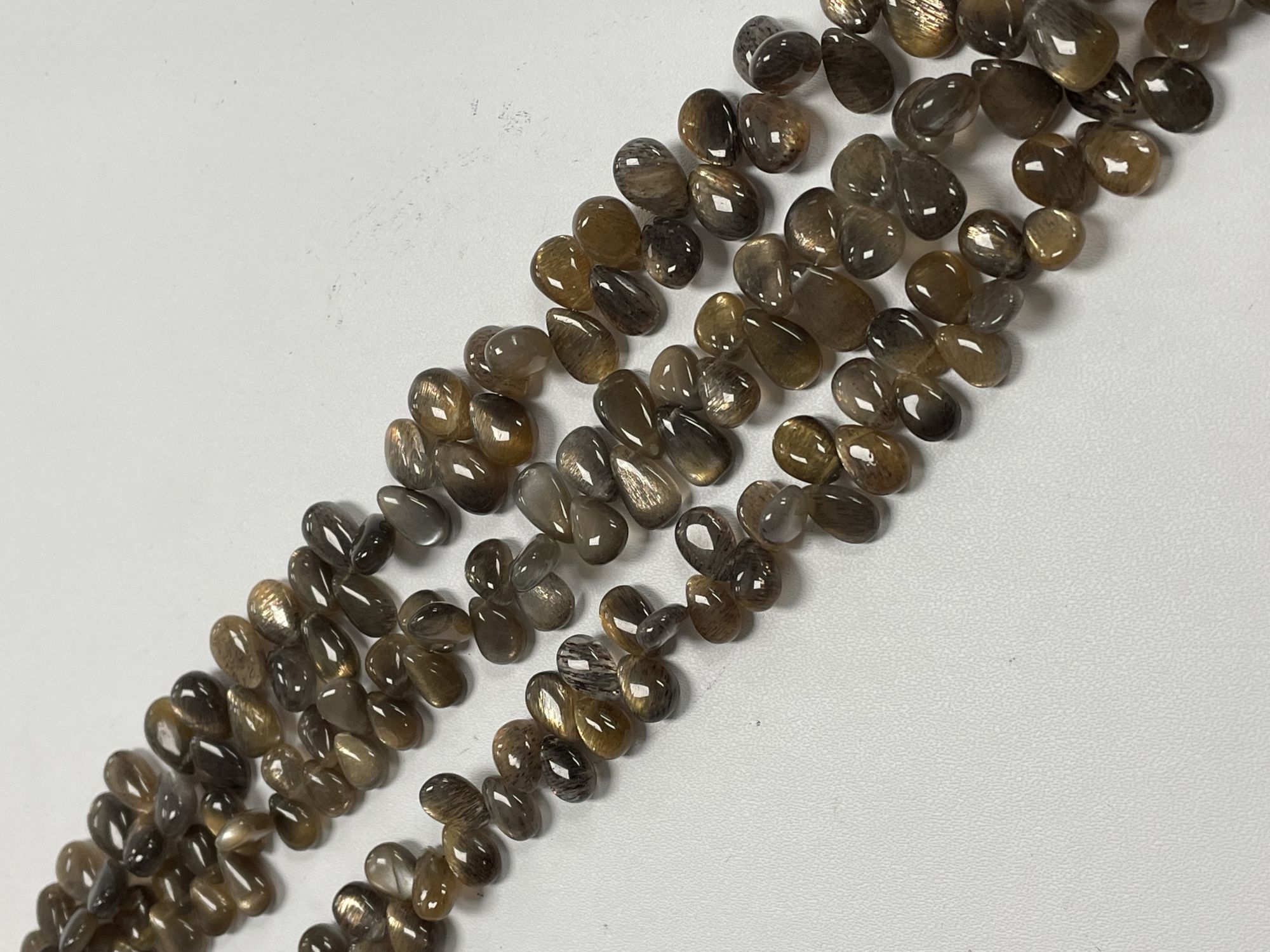 Grey Goldshine Moonstone Pear Smooth