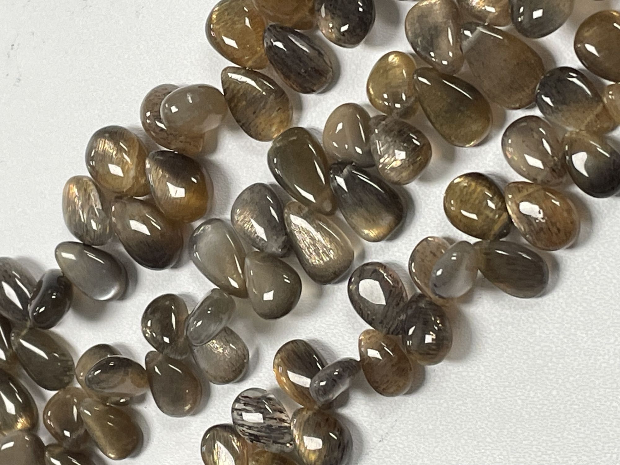 Grey Goldshine Moonstone Pear Smooth