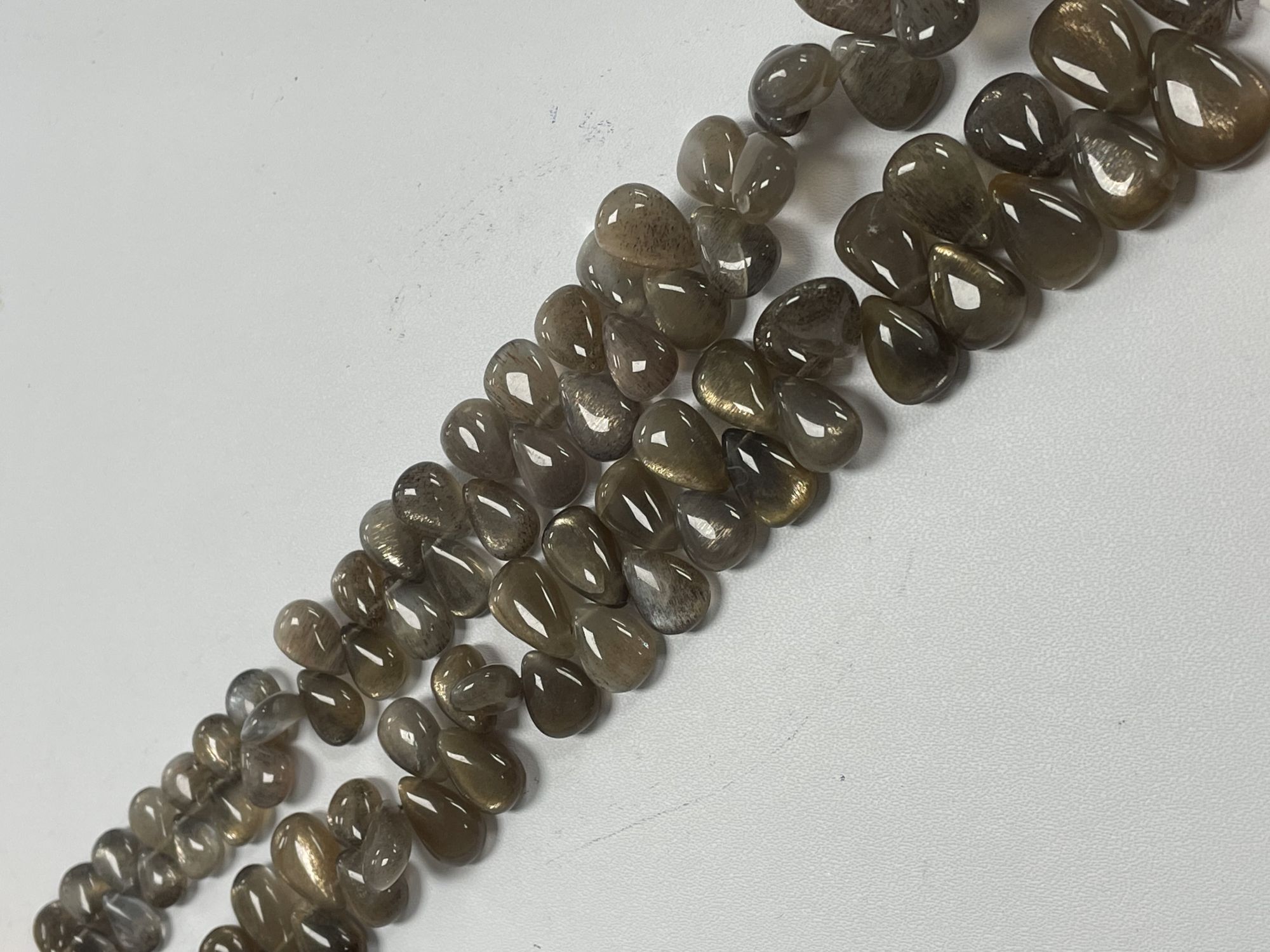 Grey Goldshine Moonstone Pear Smooth