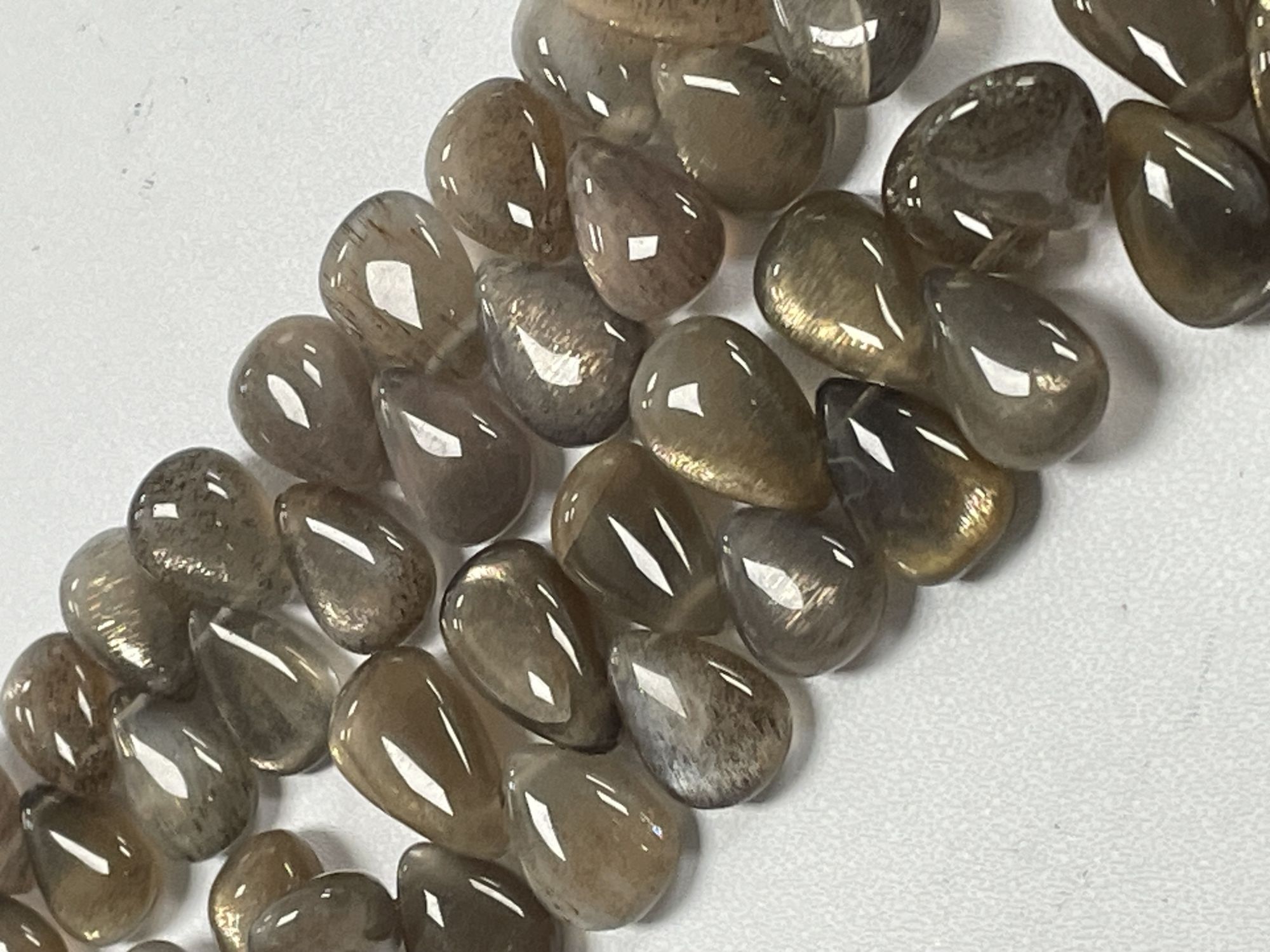 Grey Goldshine Moonstone Pear Smooth