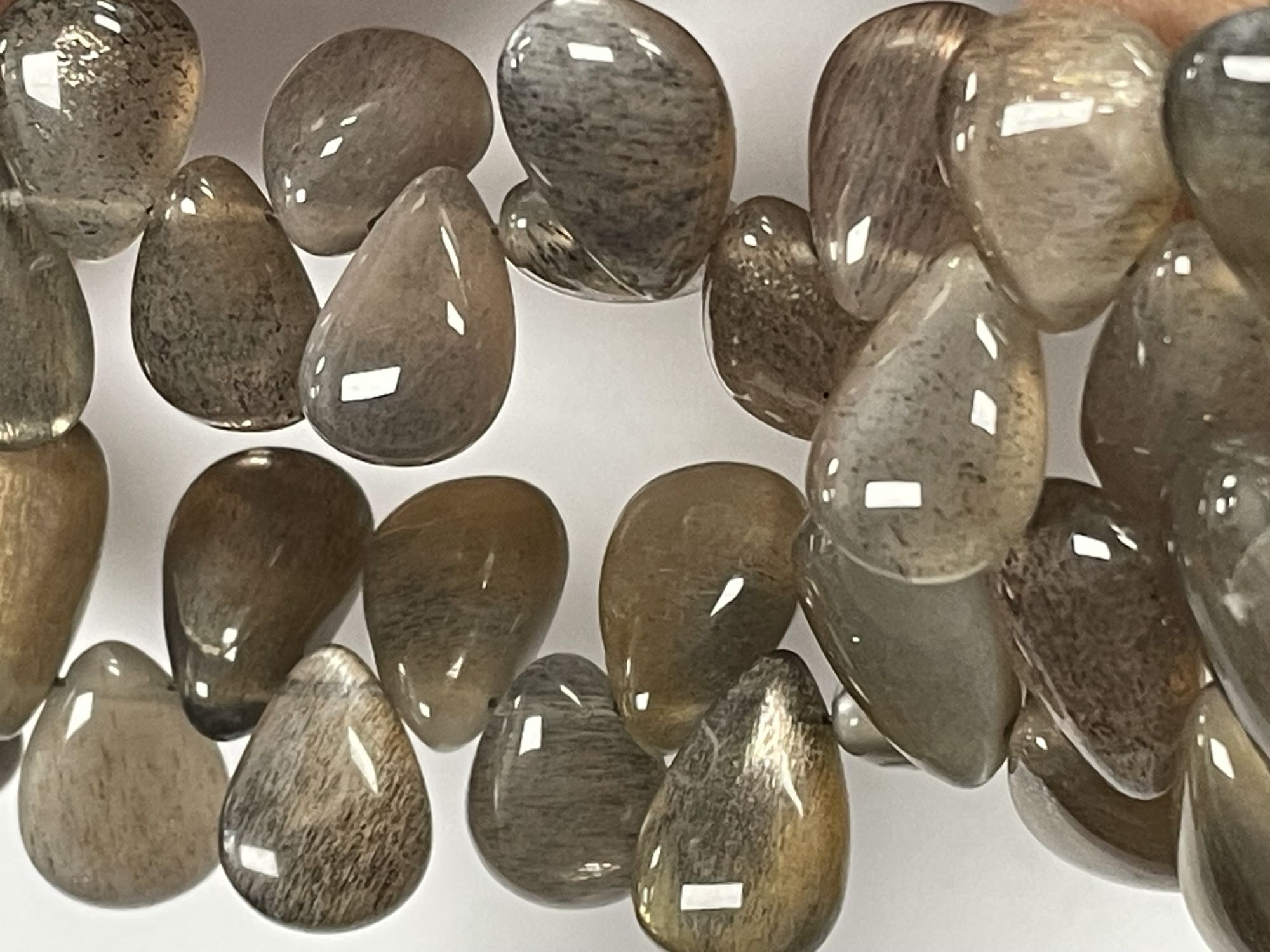 Grey Goldshine Moonstone Pear Smooth