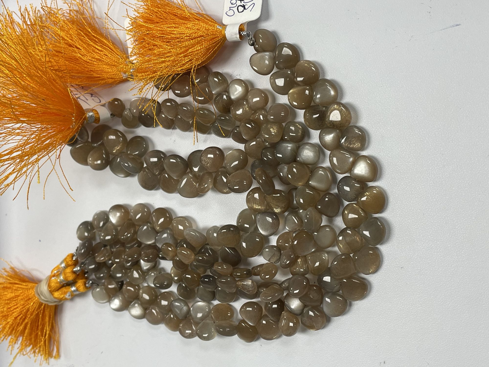 Peach Grey Goldshine Moonstone Heart Smooth