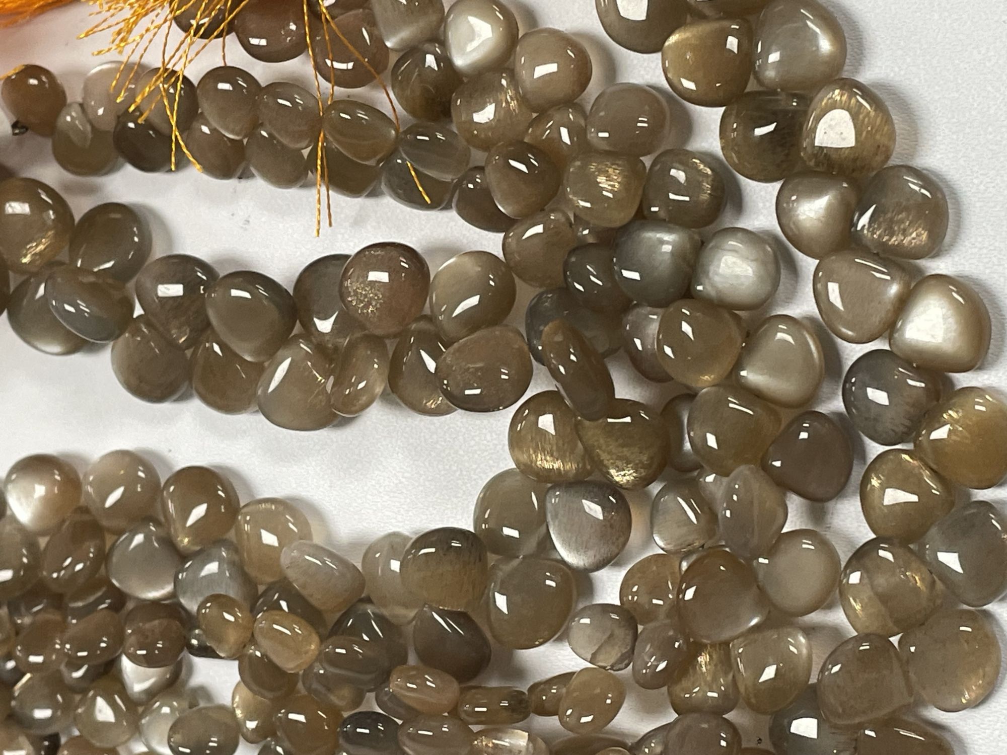 Peach Grey Goldshine Moonstone Heart Smooth