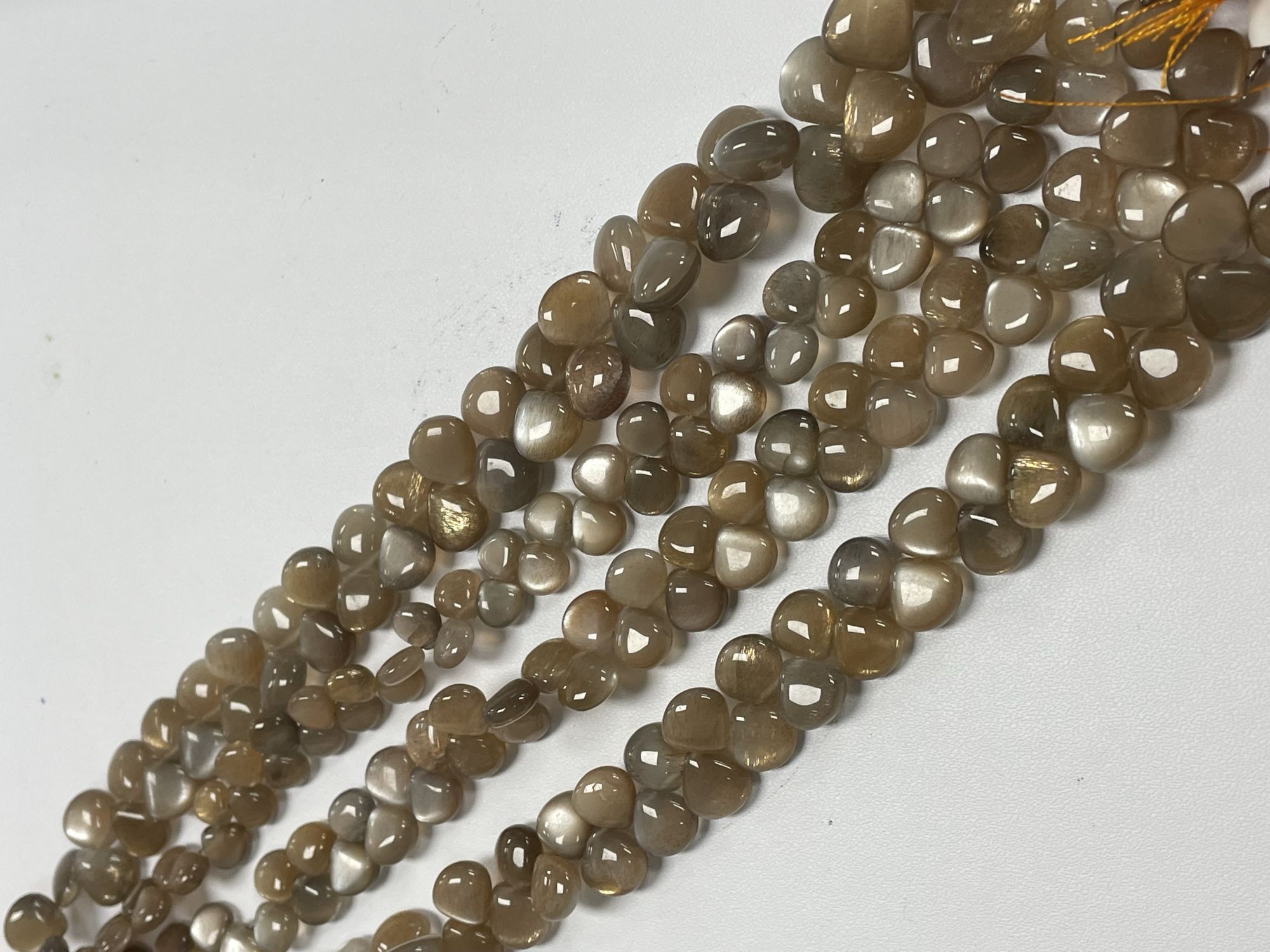 Peach Grey Goldshine Moonstone Heart Smooth