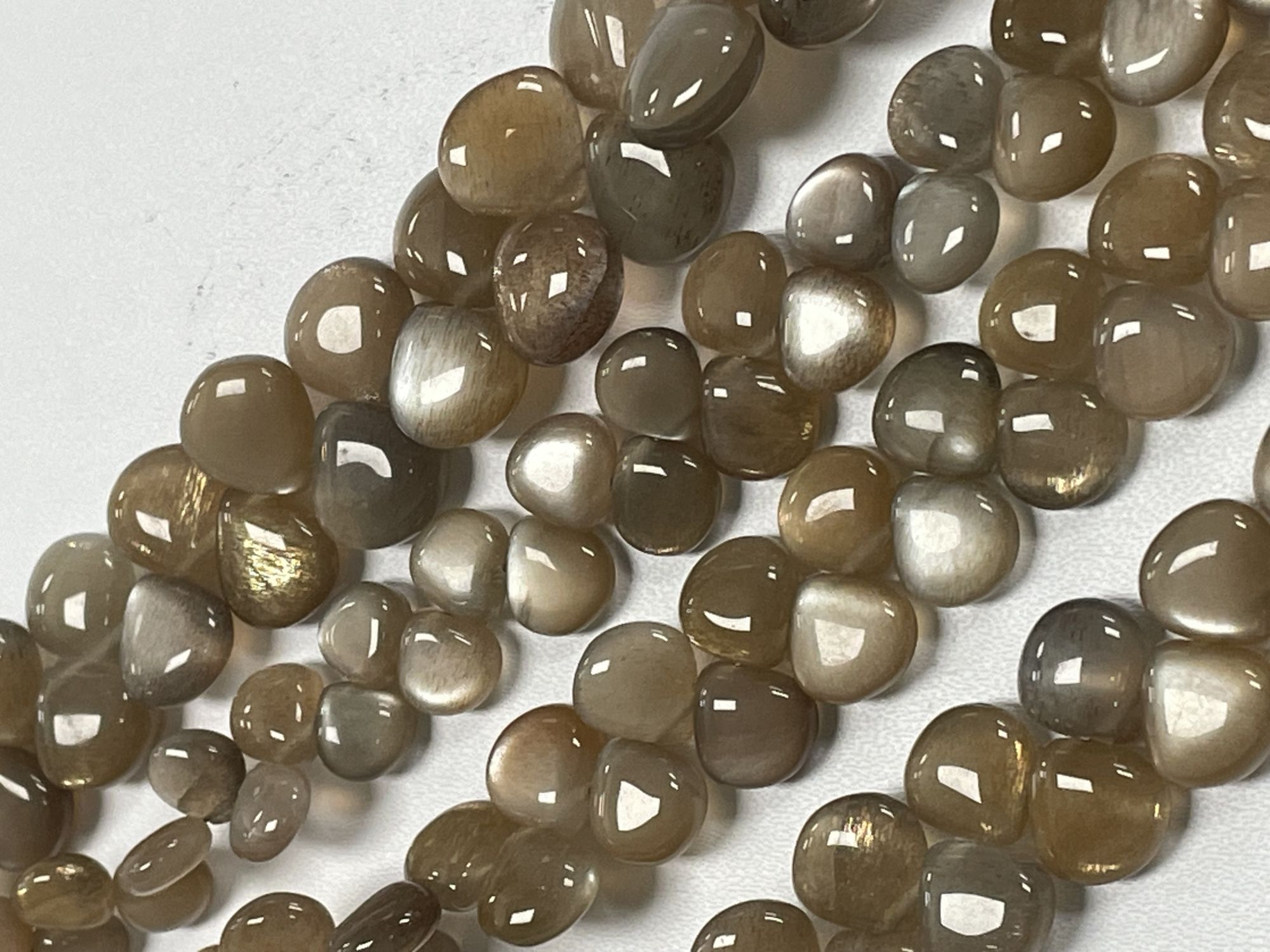 Peach Grey Goldshine Moonstone Heart Smooth