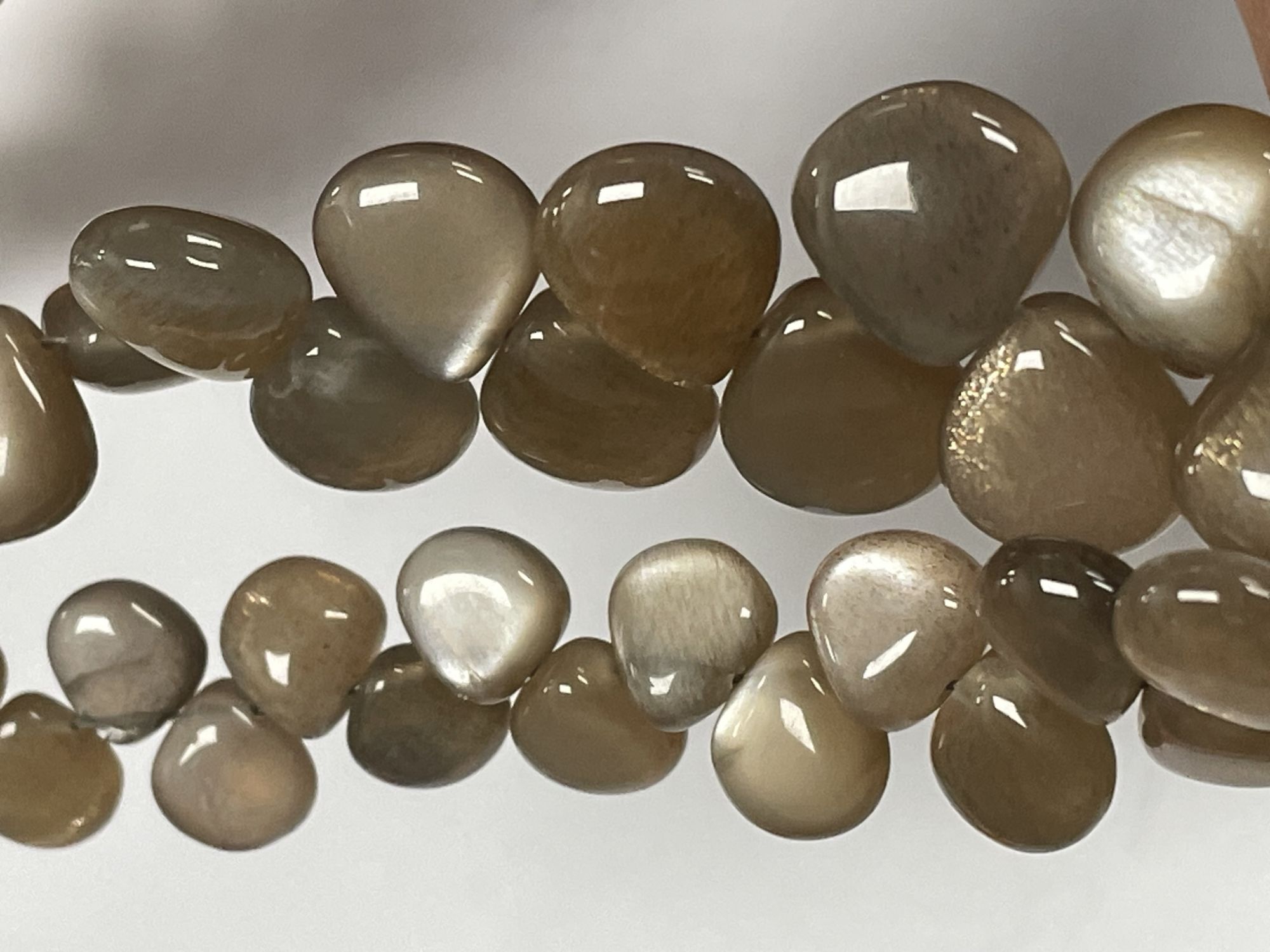 Peach Grey Goldshine Moonstone Heart Smooth