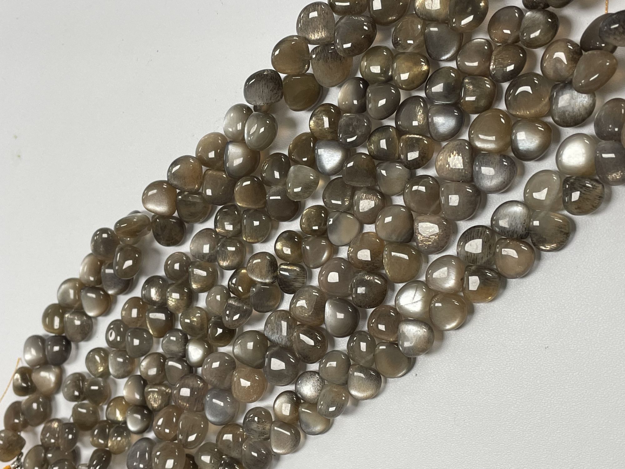 Grey Goldshine Moonstone Heart Smooth