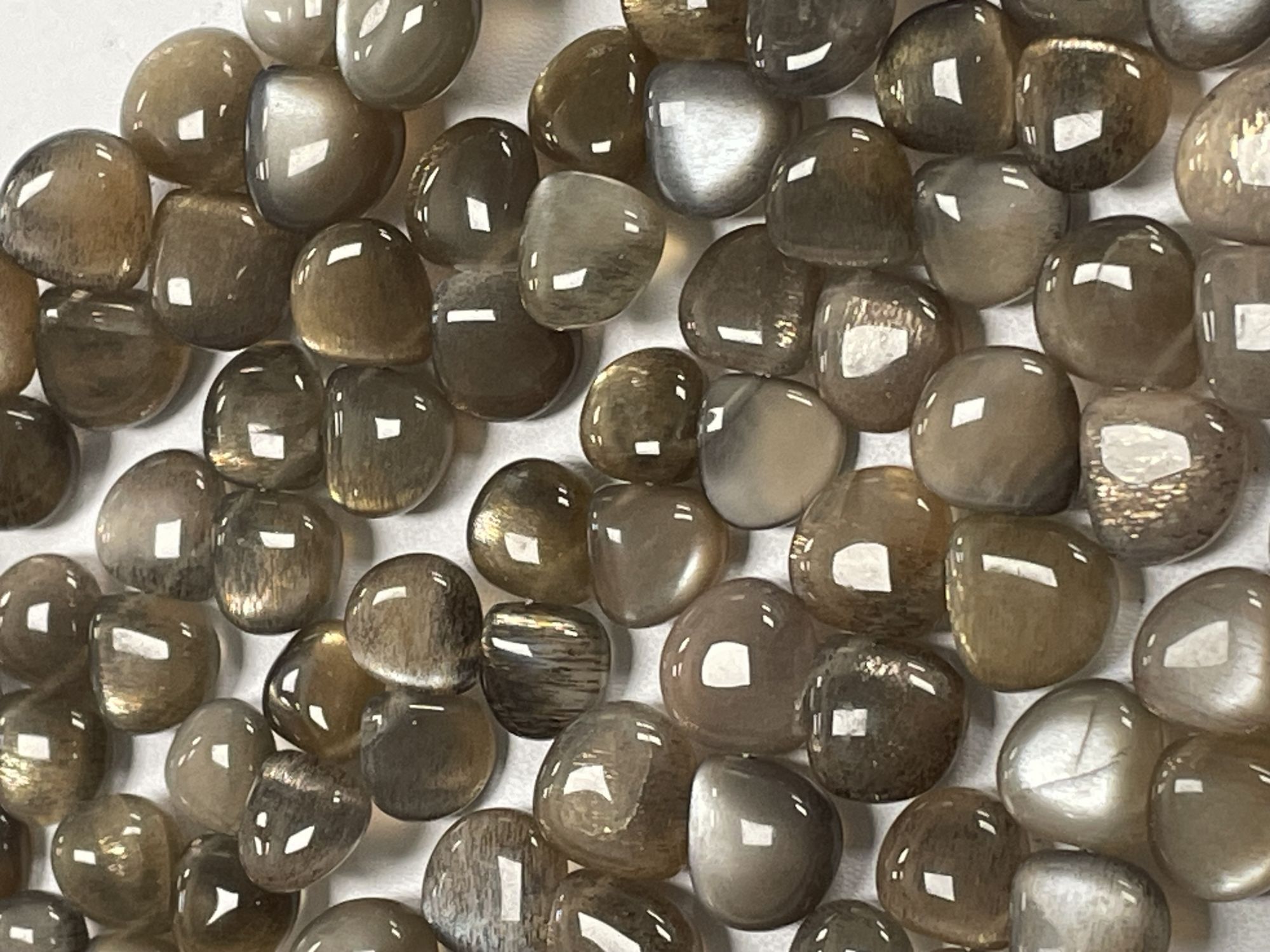 Grey Goldshine Moonstone Heart Smooth