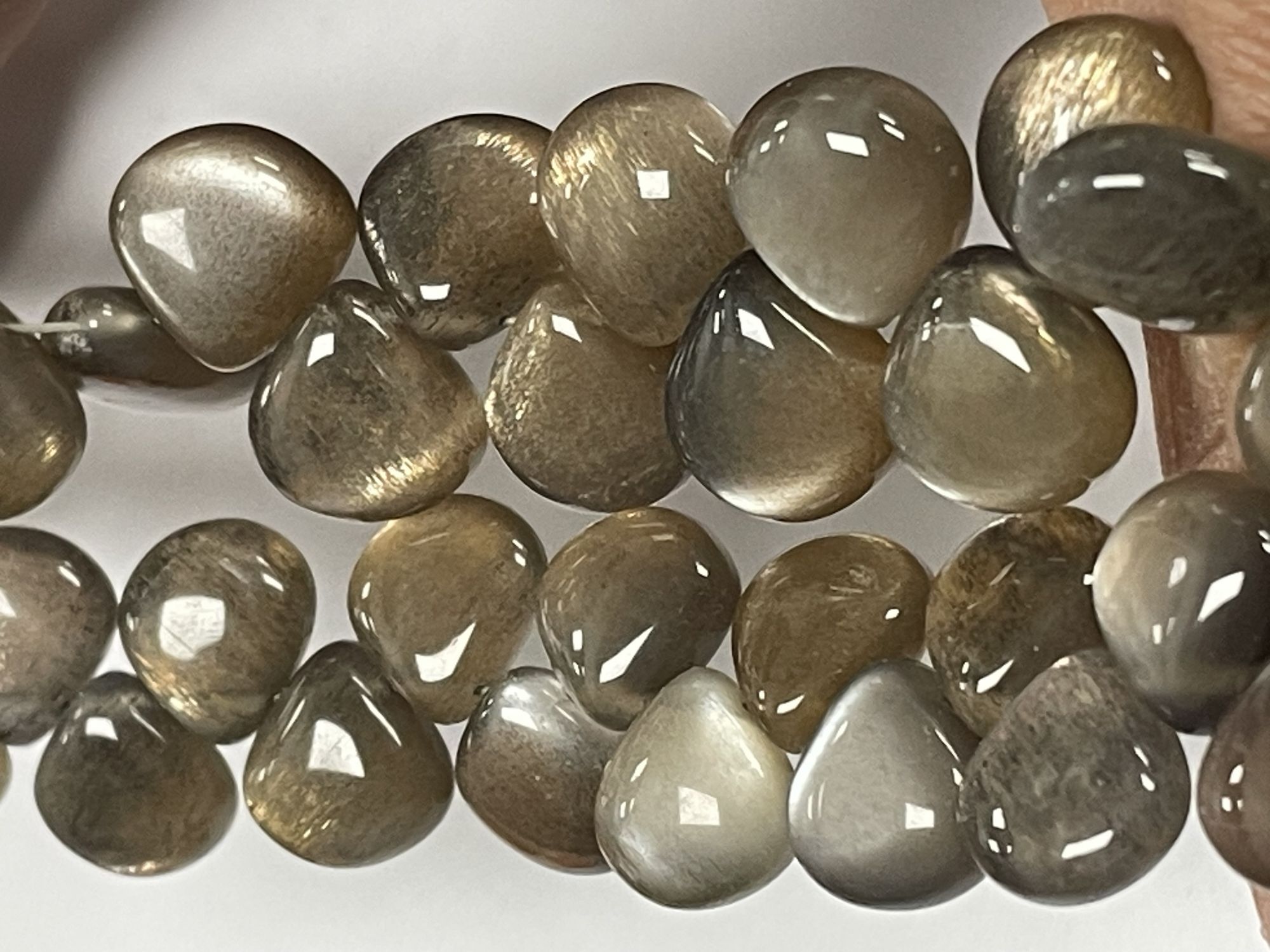 Grey Goldshine Moonstone Heart Smooth