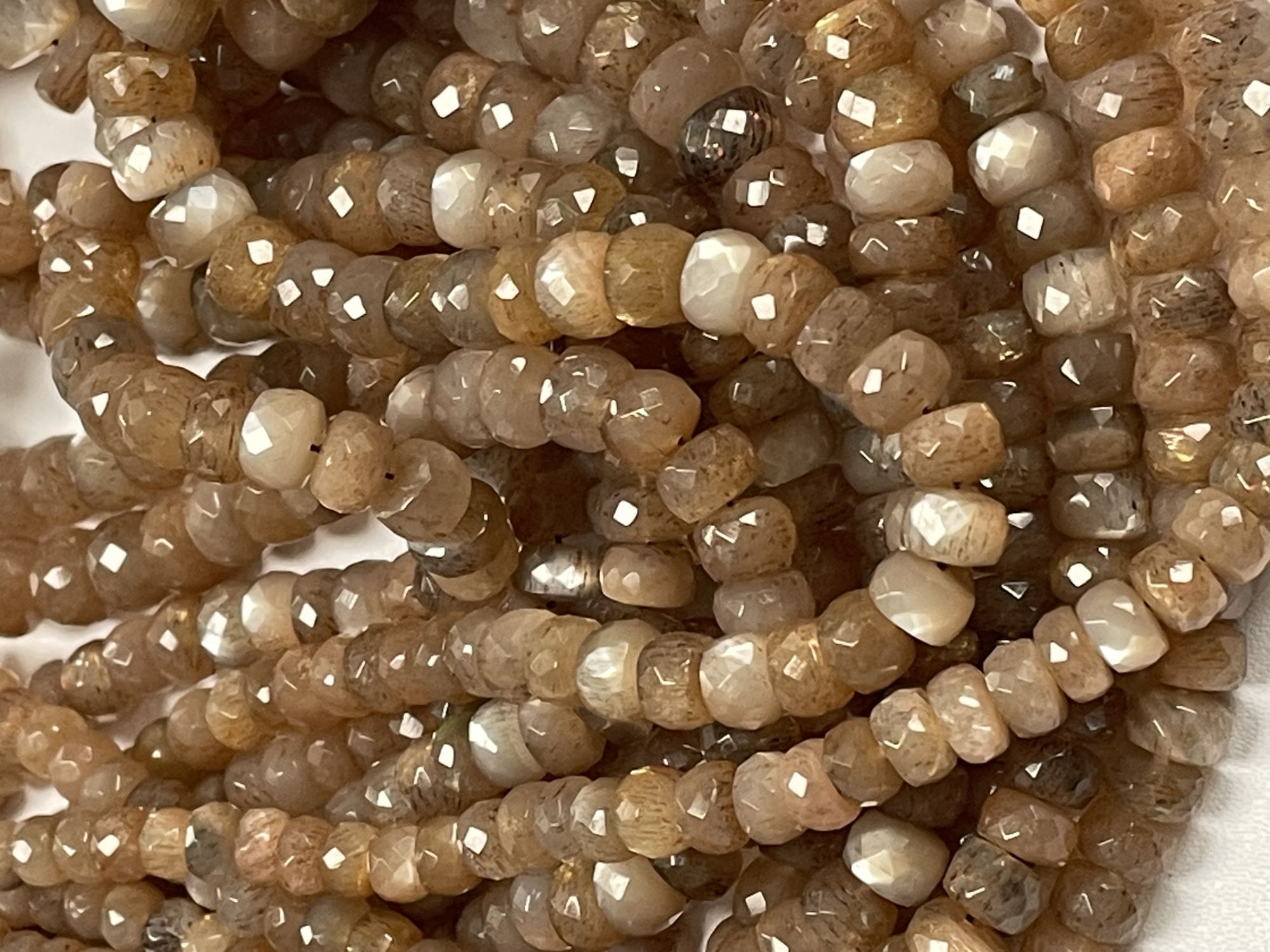 Peach Goldshine Moonstone Rondelle Faceted