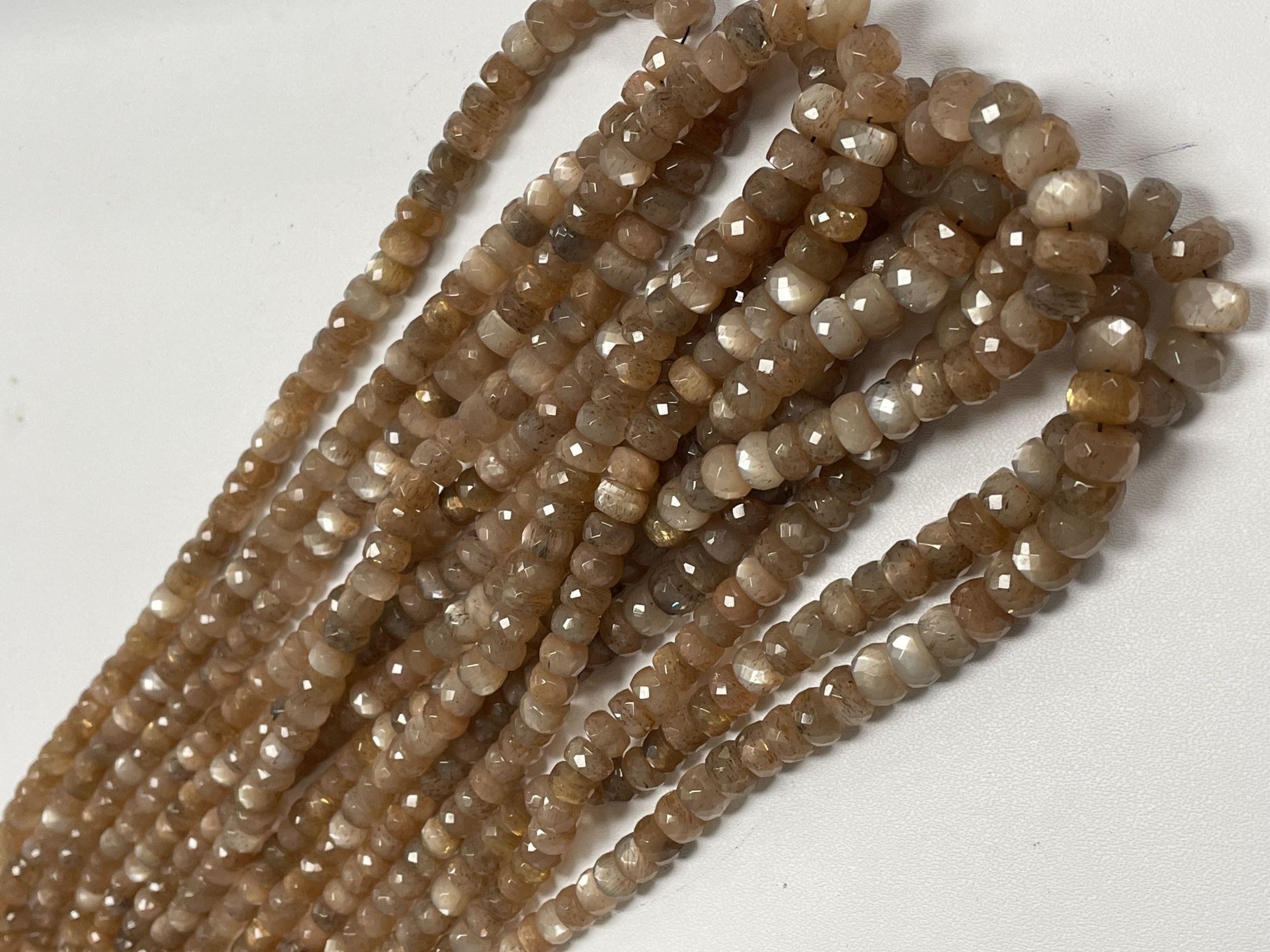 Peach Goldshine Moonstone Rondelle Faceted