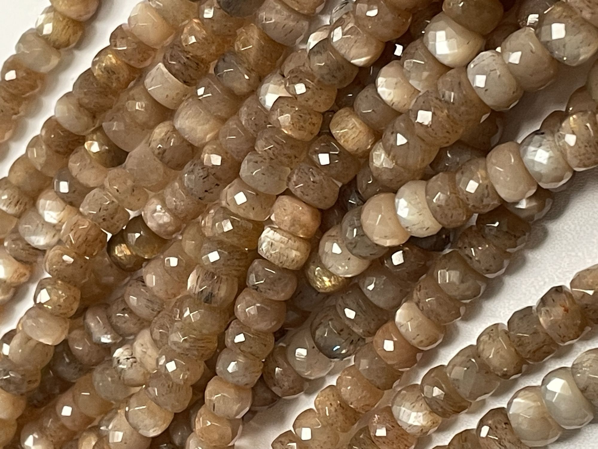 Peach Goldshine Moonstone Rondelle Faceted