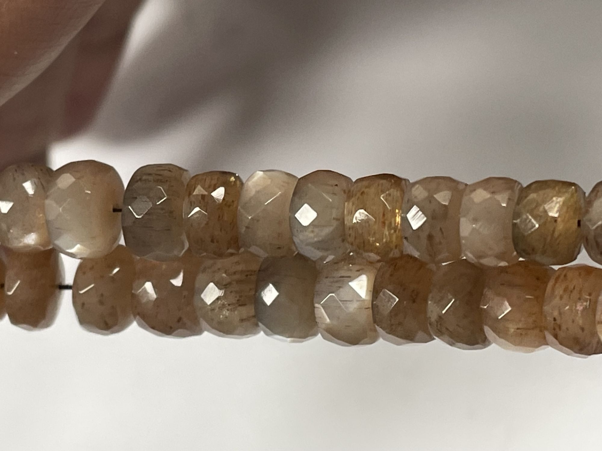 Peach Goldshine Moonstone Rondelle Faceted