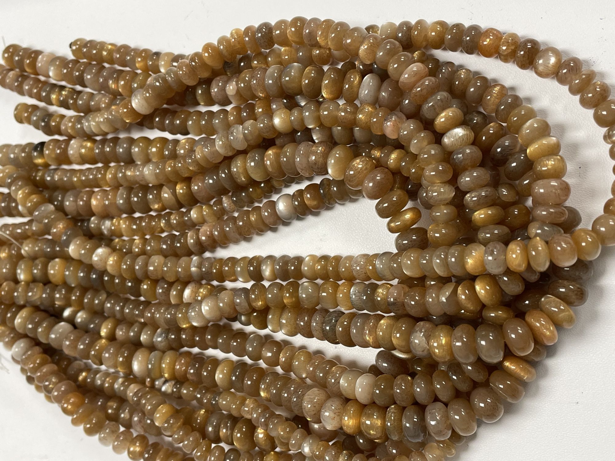 Peach Goldshine Moonstone Rondelle Smooth