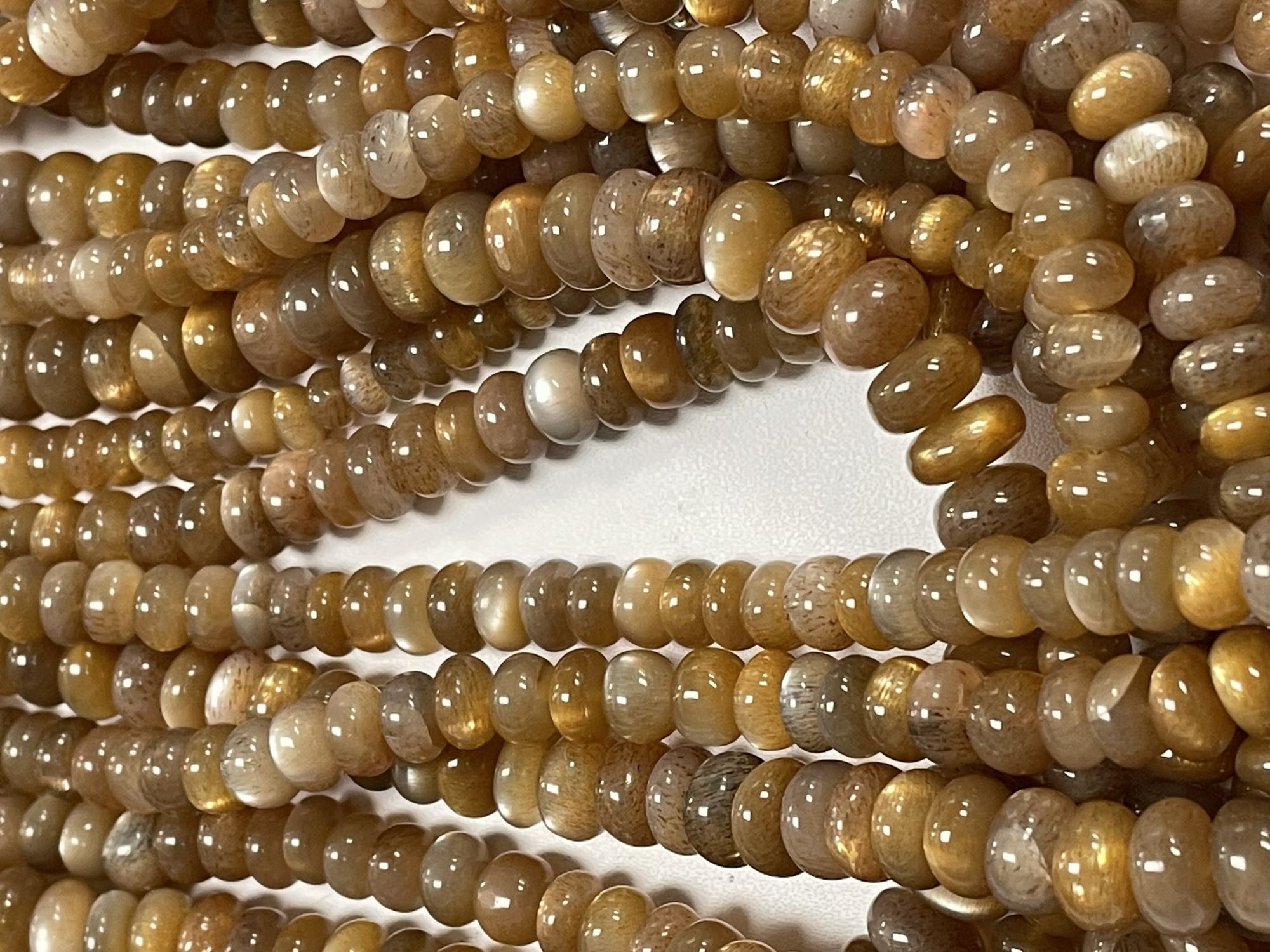 Peach Goldshine Moonstone Rondelle Smooth