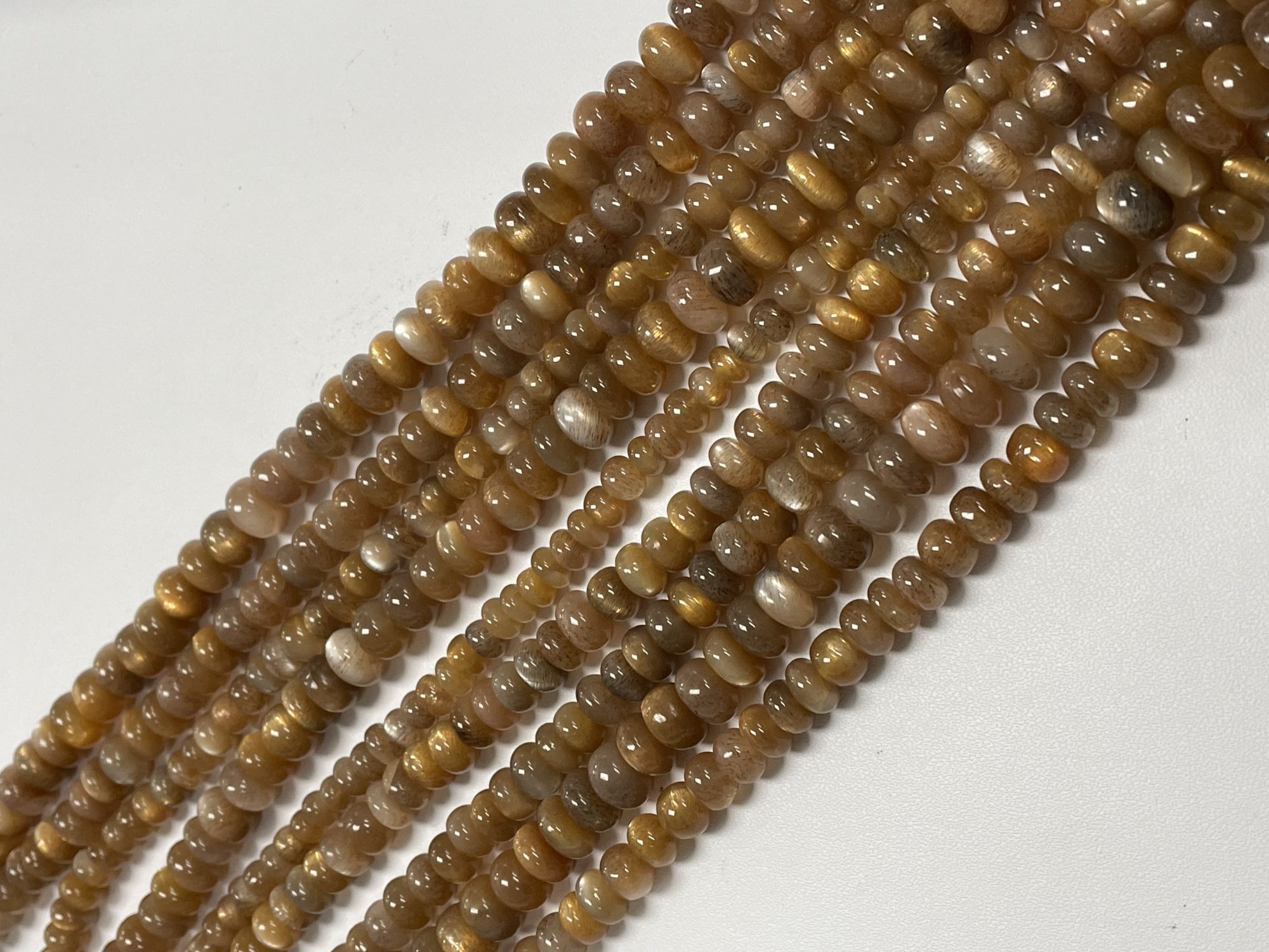 Peach Goldshine Moonstone Rondelle Smooth