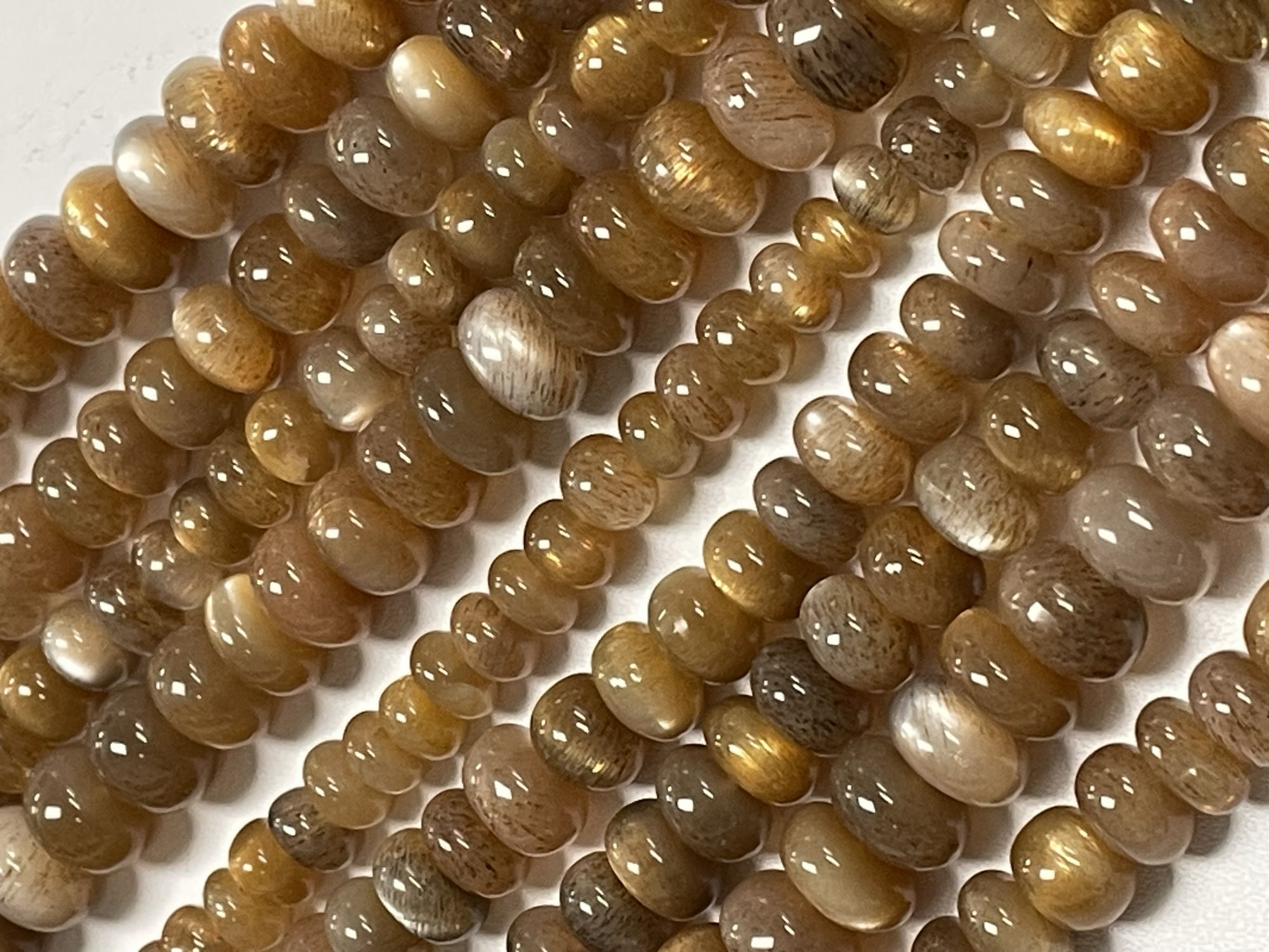 Peach Goldshine Moonstone Rondelle Smooth