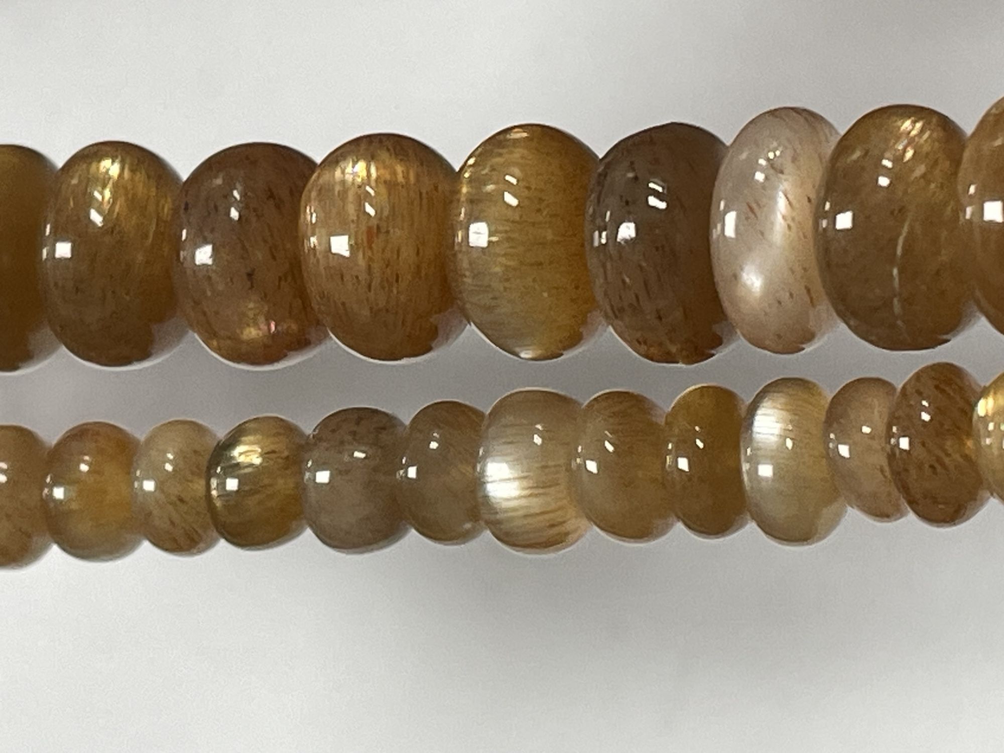 Peach Goldshine Moonstone Rondelle Smooth