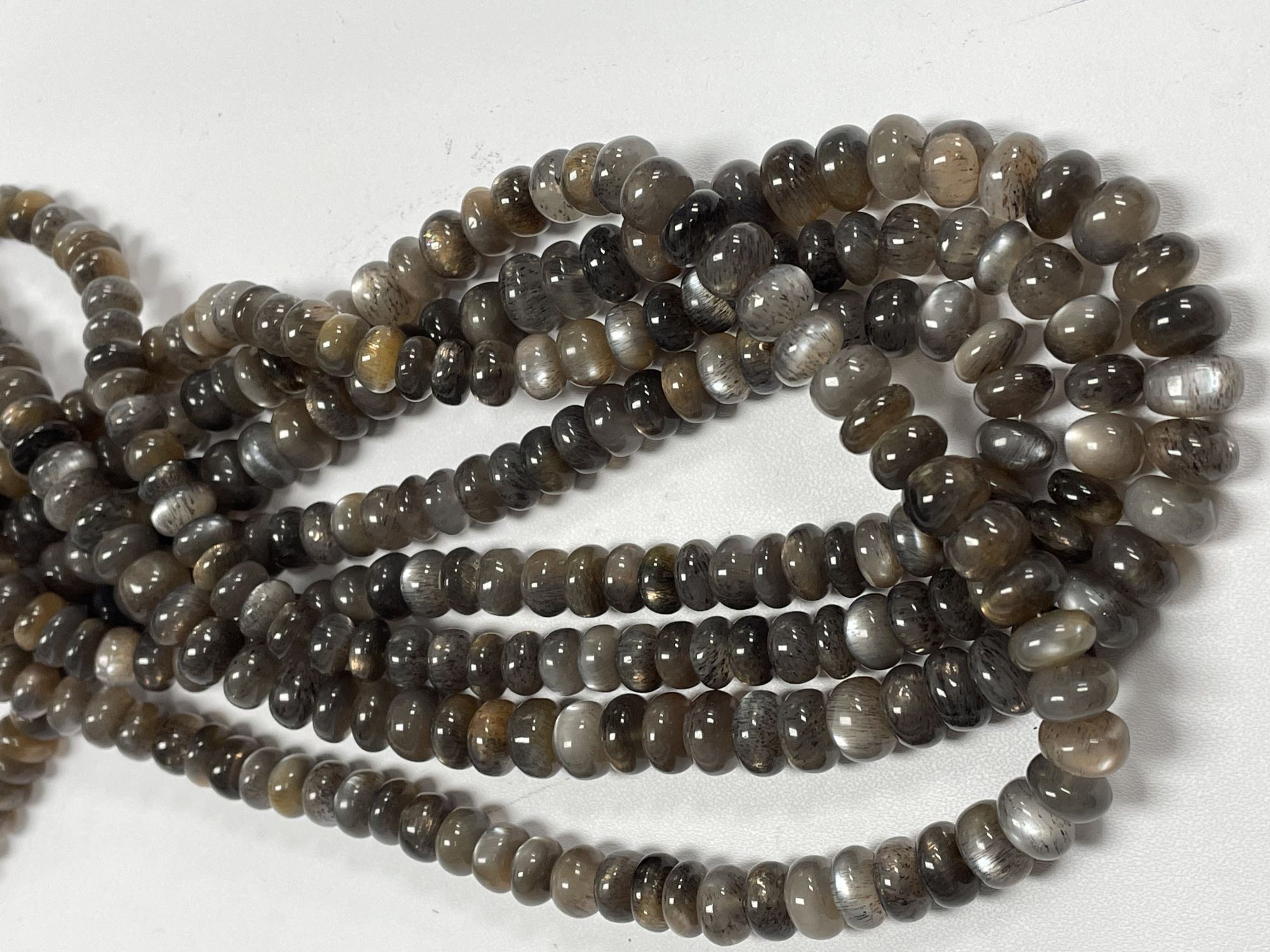 Grey Goldshine Moonstone Rondelle Smooth