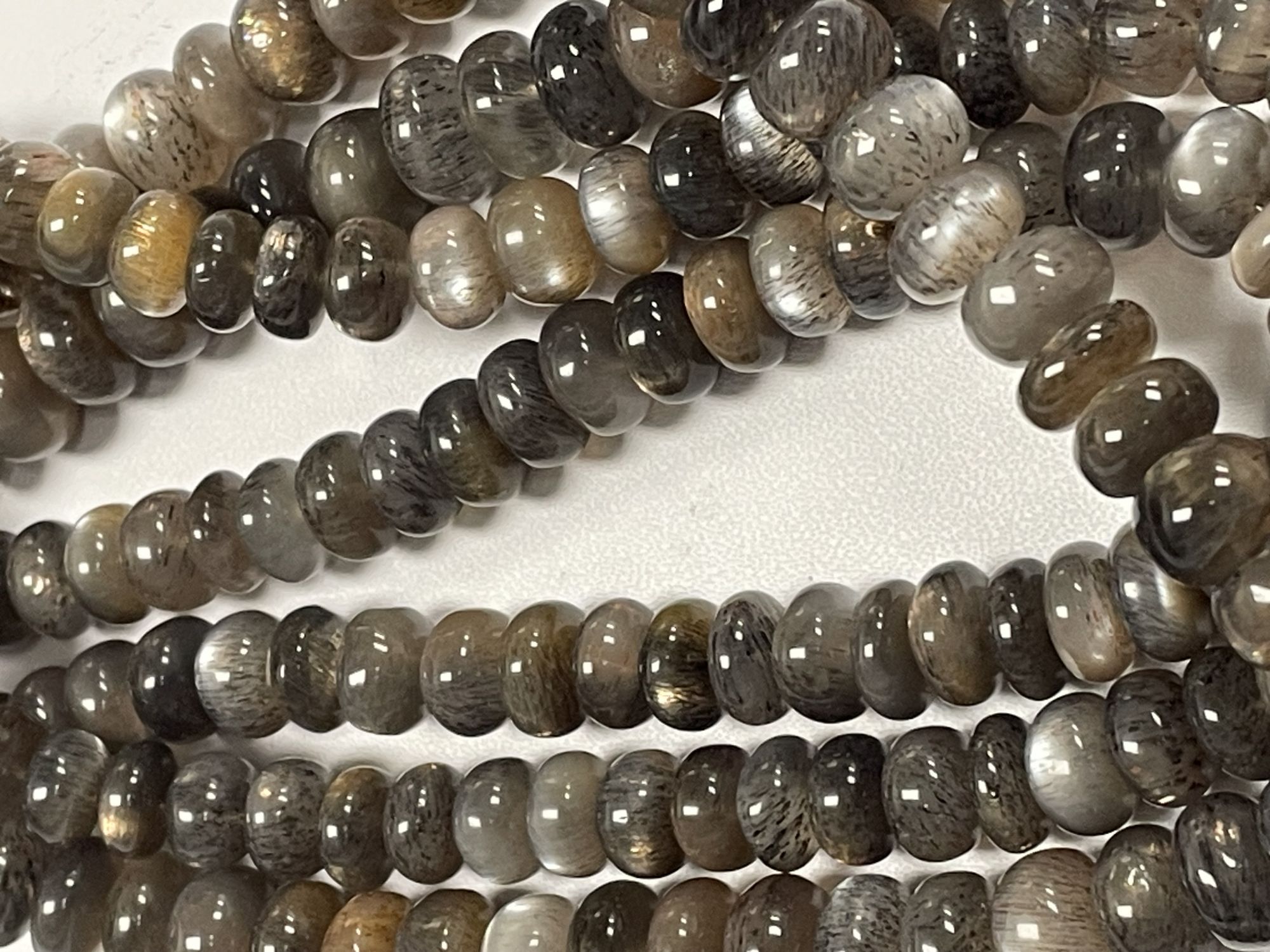 Grey Goldshine Moonstone Rondelle Smooth