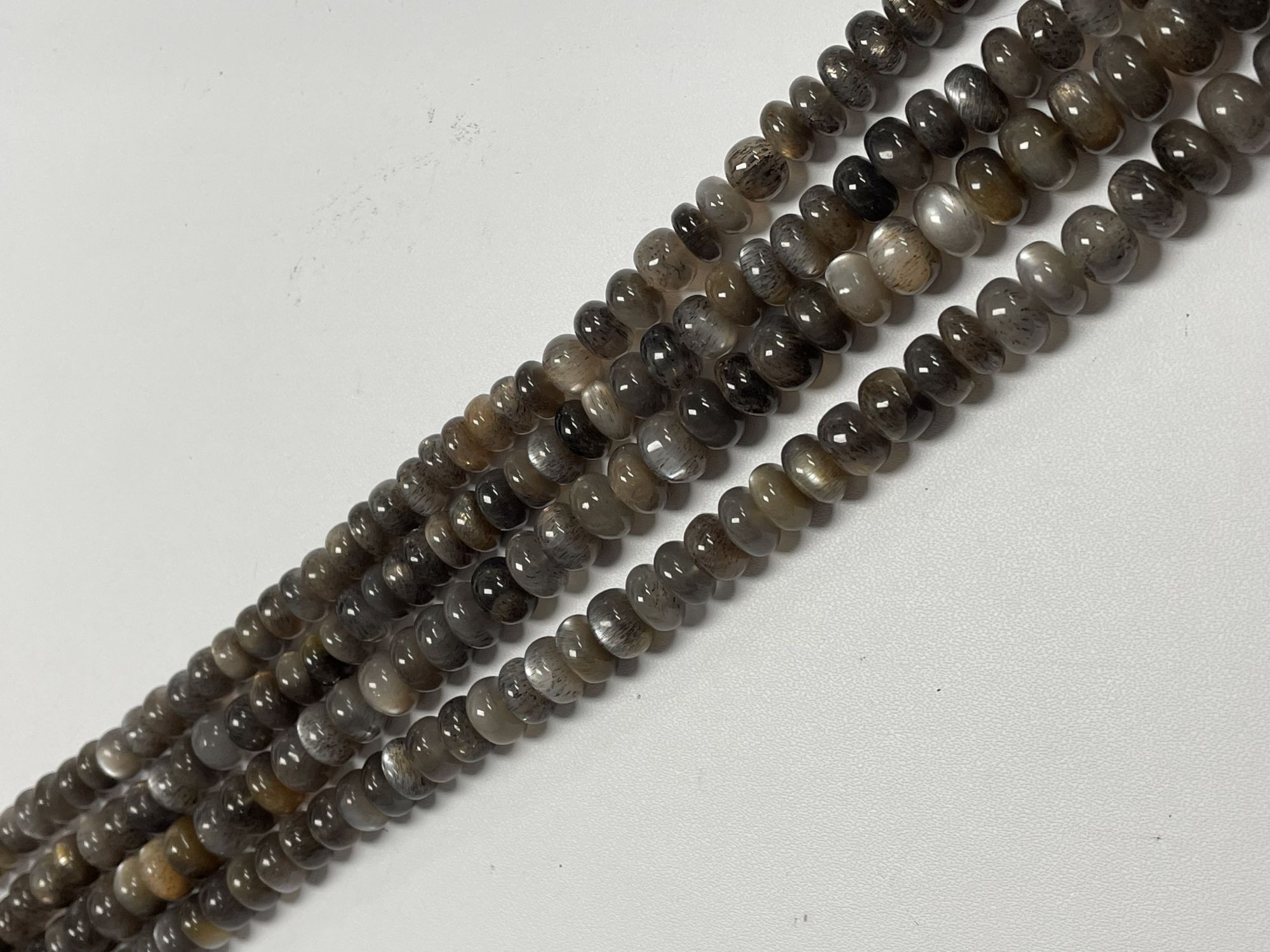 Grey Goldshine Moonstone Rondelle Smooth