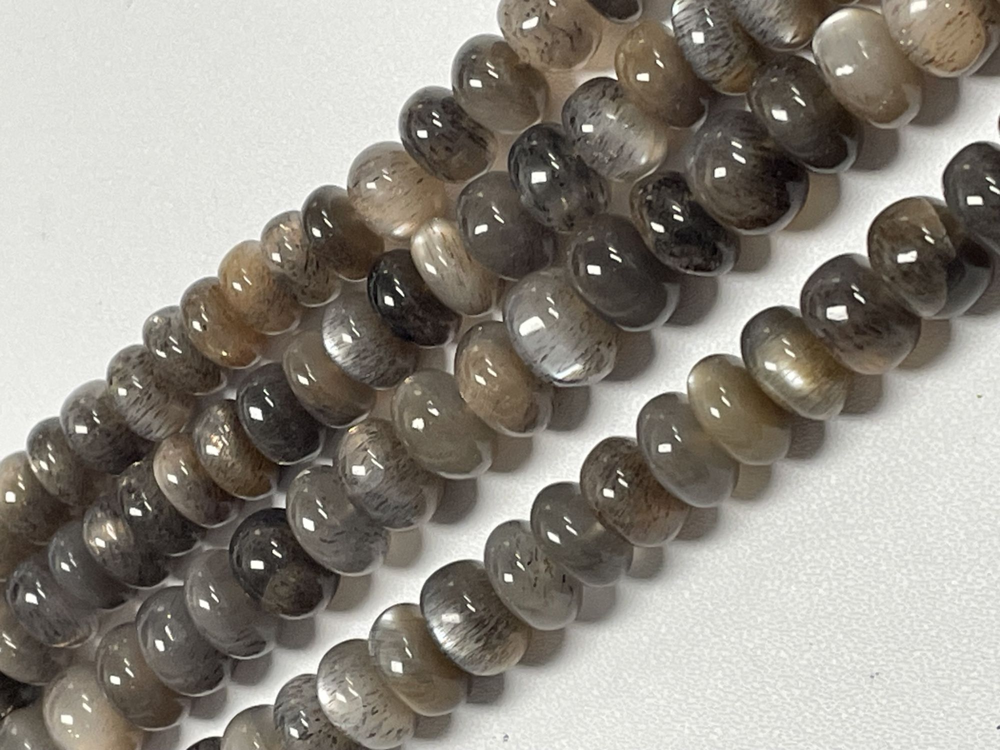 Grey Goldshine Moonstone Rondelle Smooth