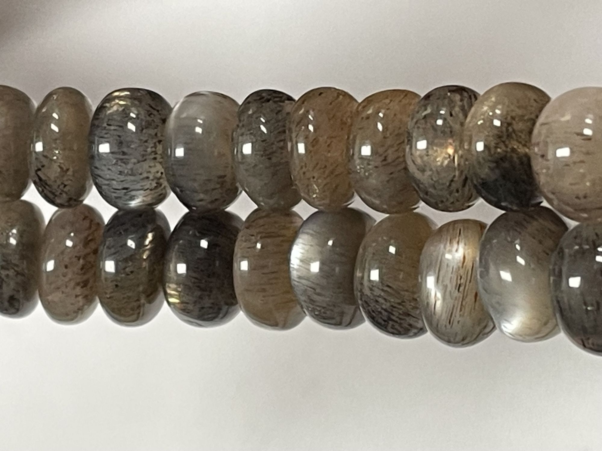 Grey Goldshine Moonstone Rondelle Smooth