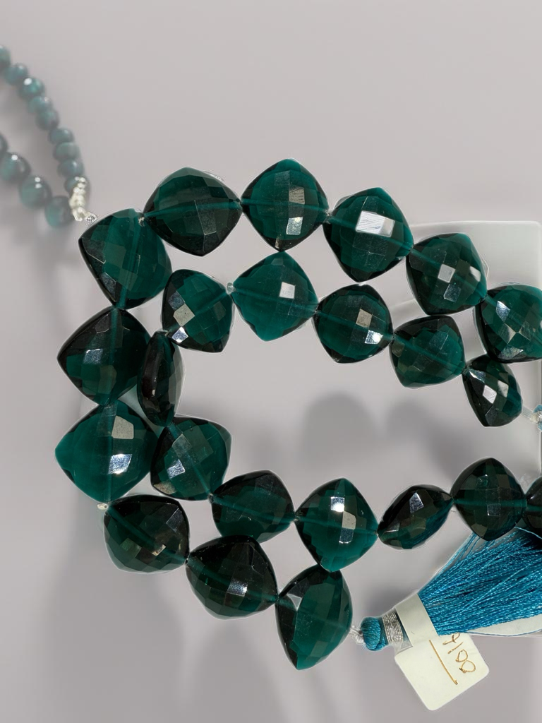 Teal Hydro Quartz Cushion Faceted