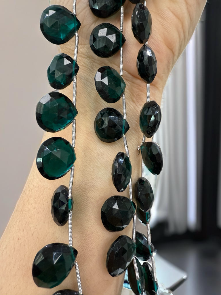 Teal Hydro Quartz Heart Faceted