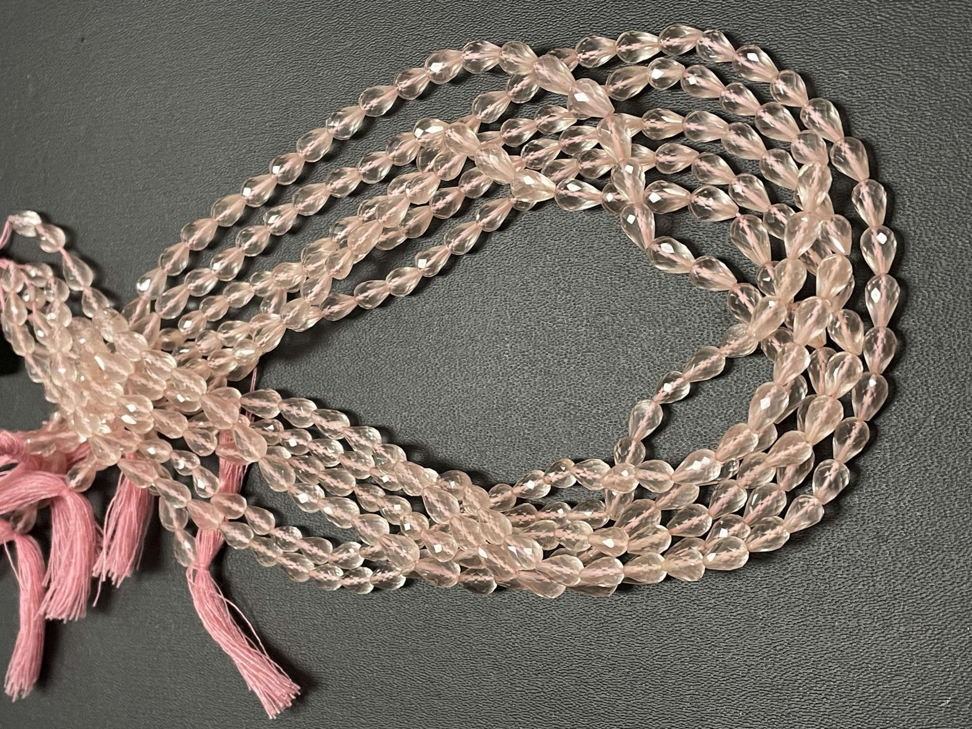 Rose Quartz Drop Straight Drill Faceted