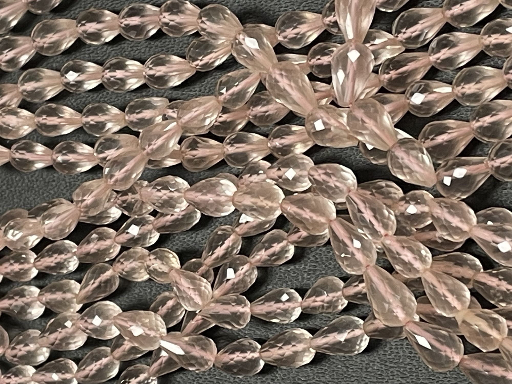 Rose Quartz Drop Straight Drill Faceted