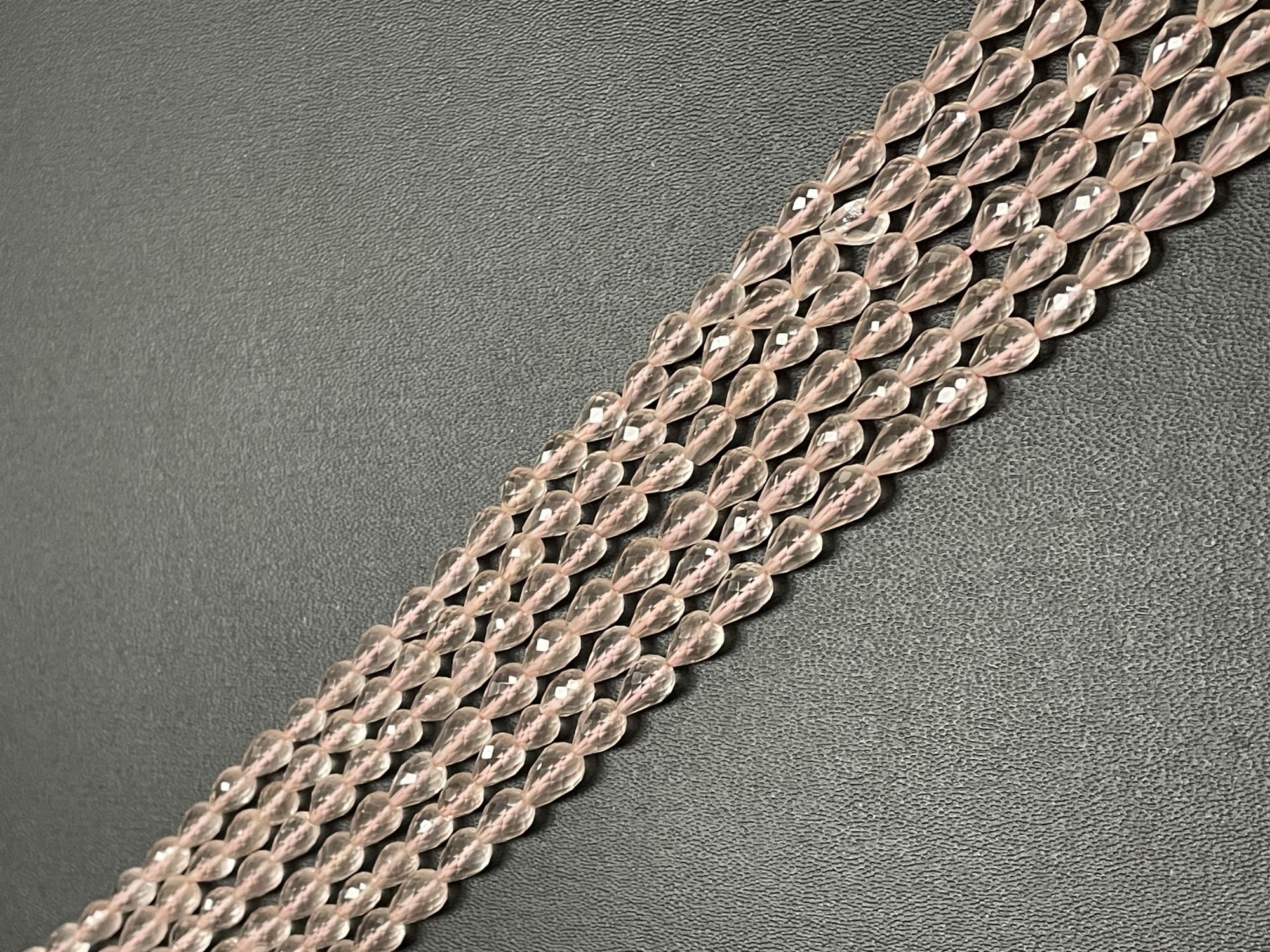 Rose Quartz Drop Straight Drill Faceted