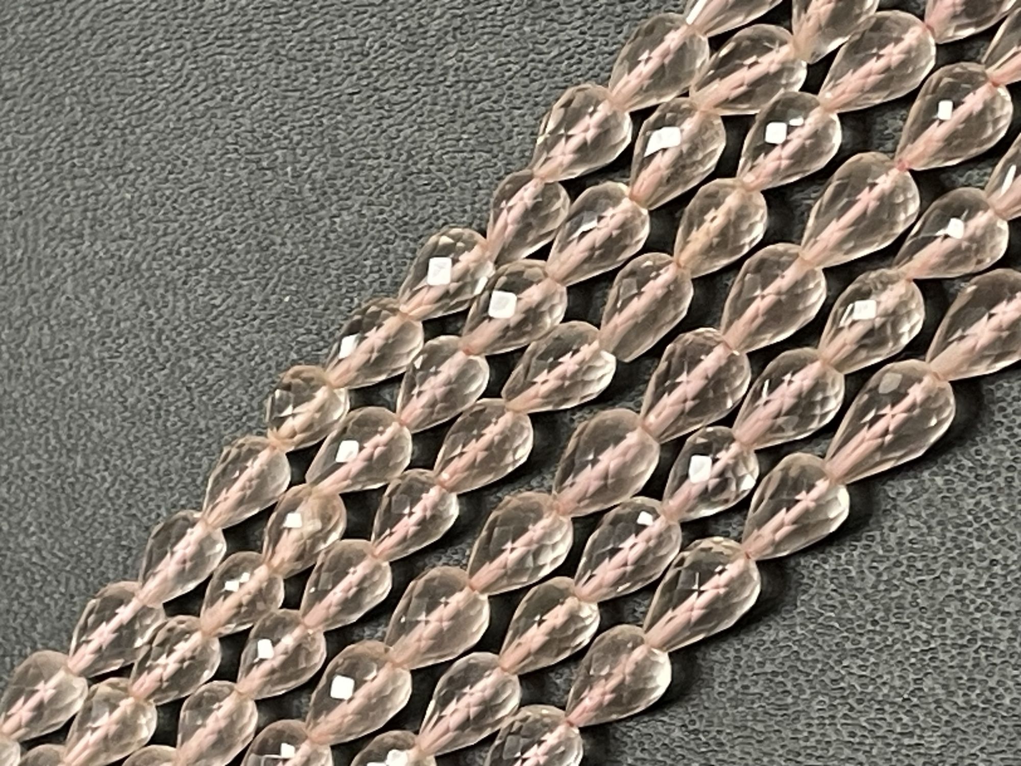 Rose Quartz Drop Straight Drill Faceted