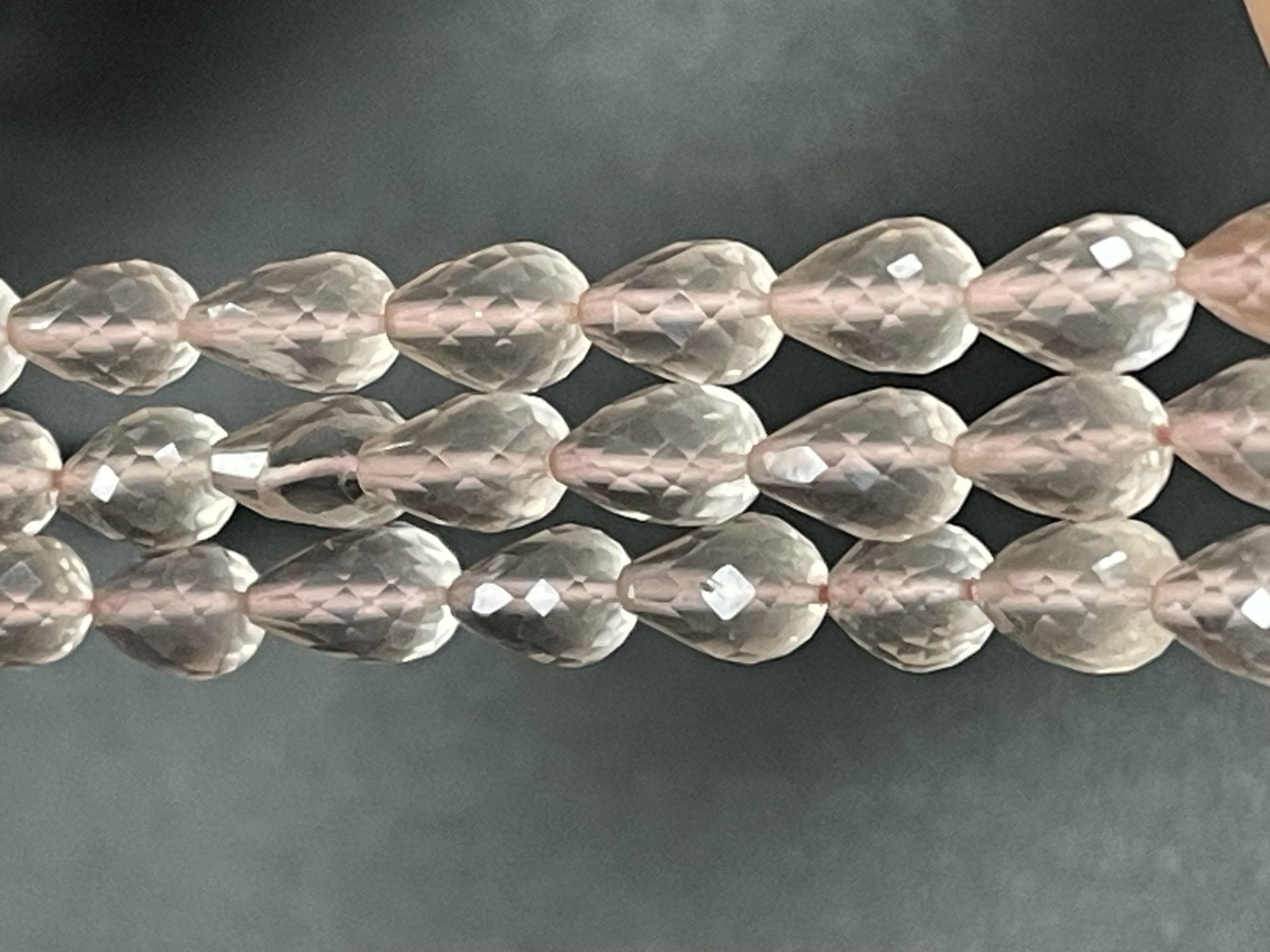 Rose Quartz Drop Straight Drill Faceted