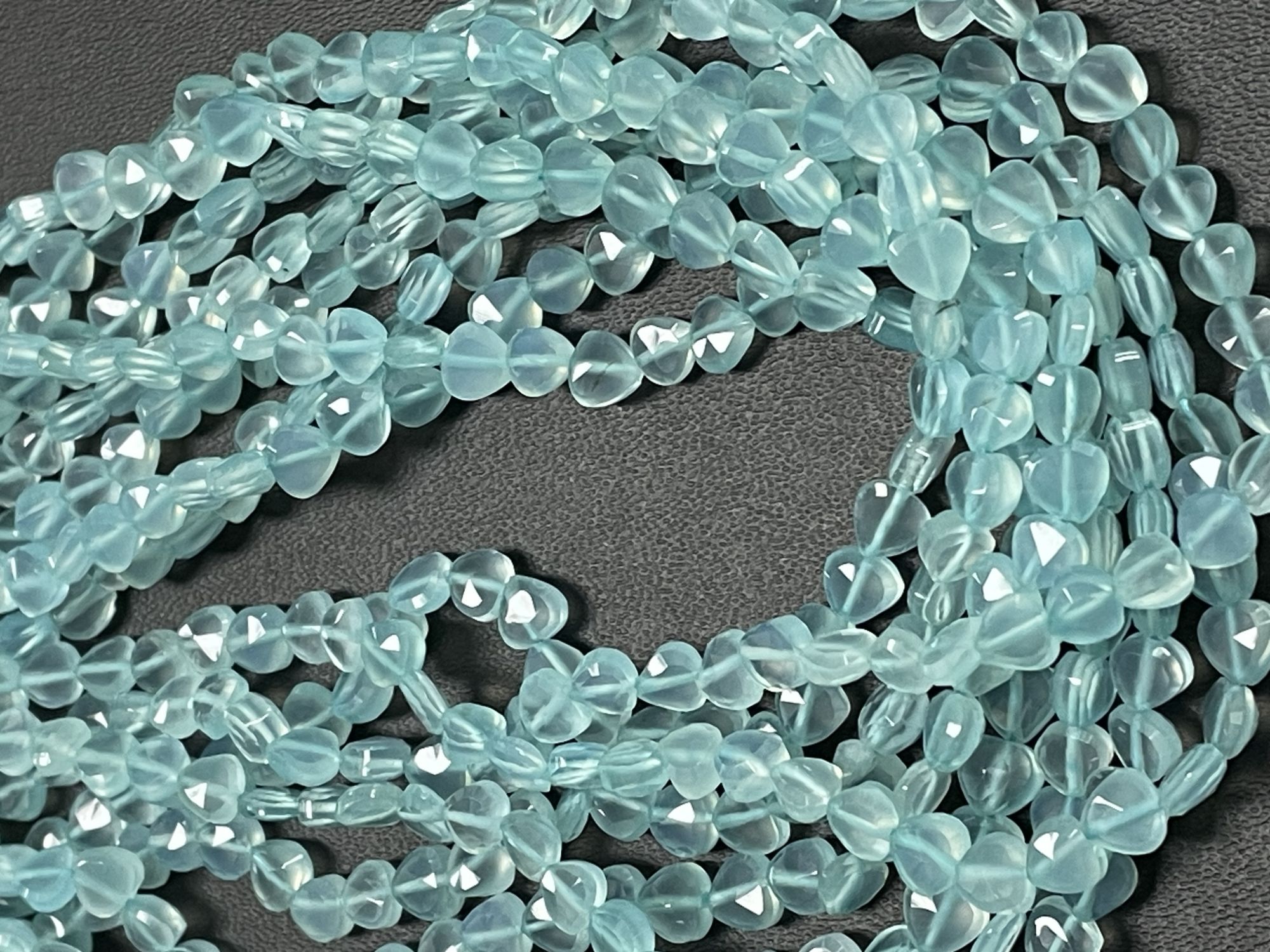 Aqua Chalcedony Heart Straight Drill Faceted