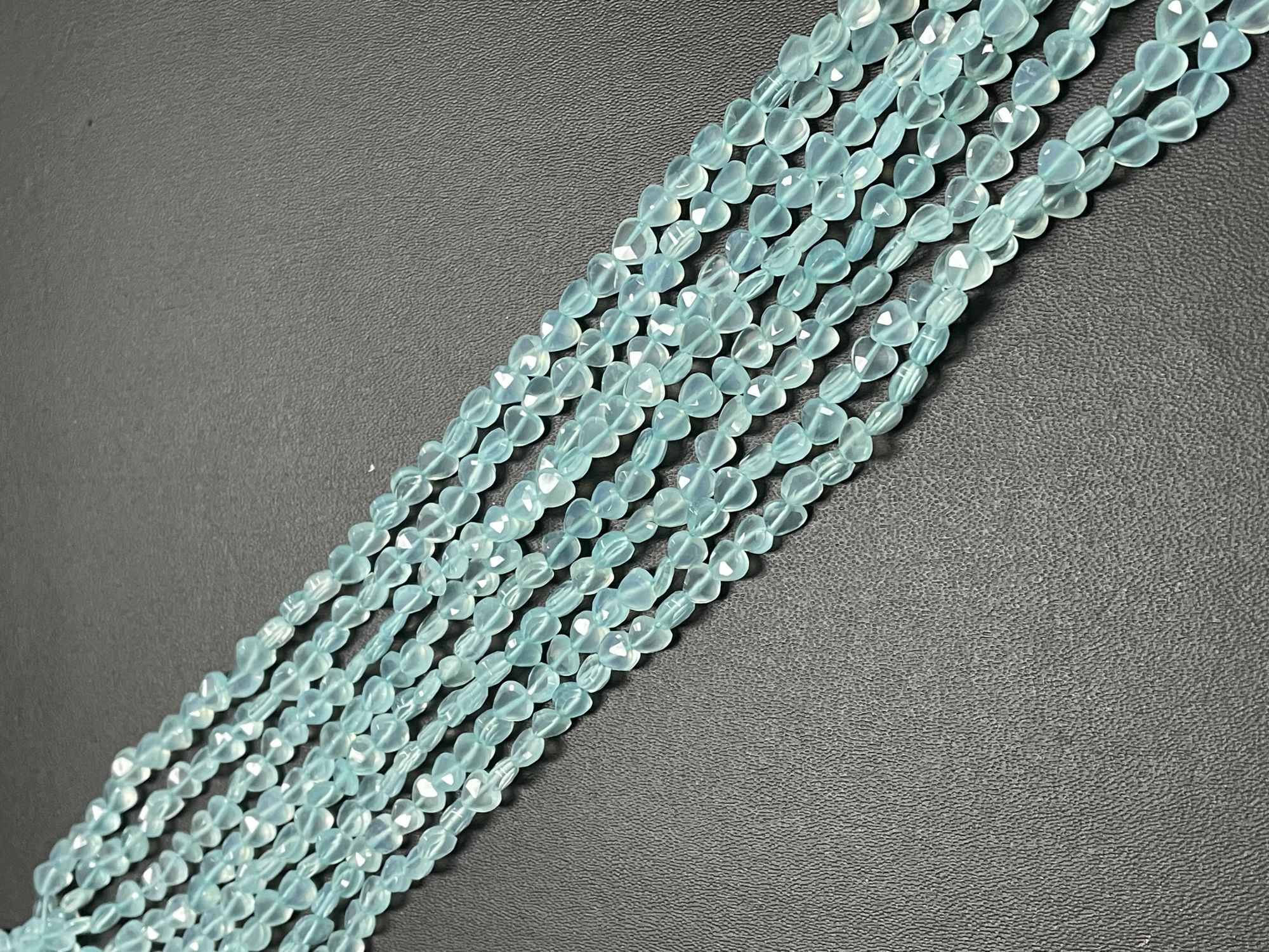 Aqua Chalcedony Heart Straight Drill Faceted