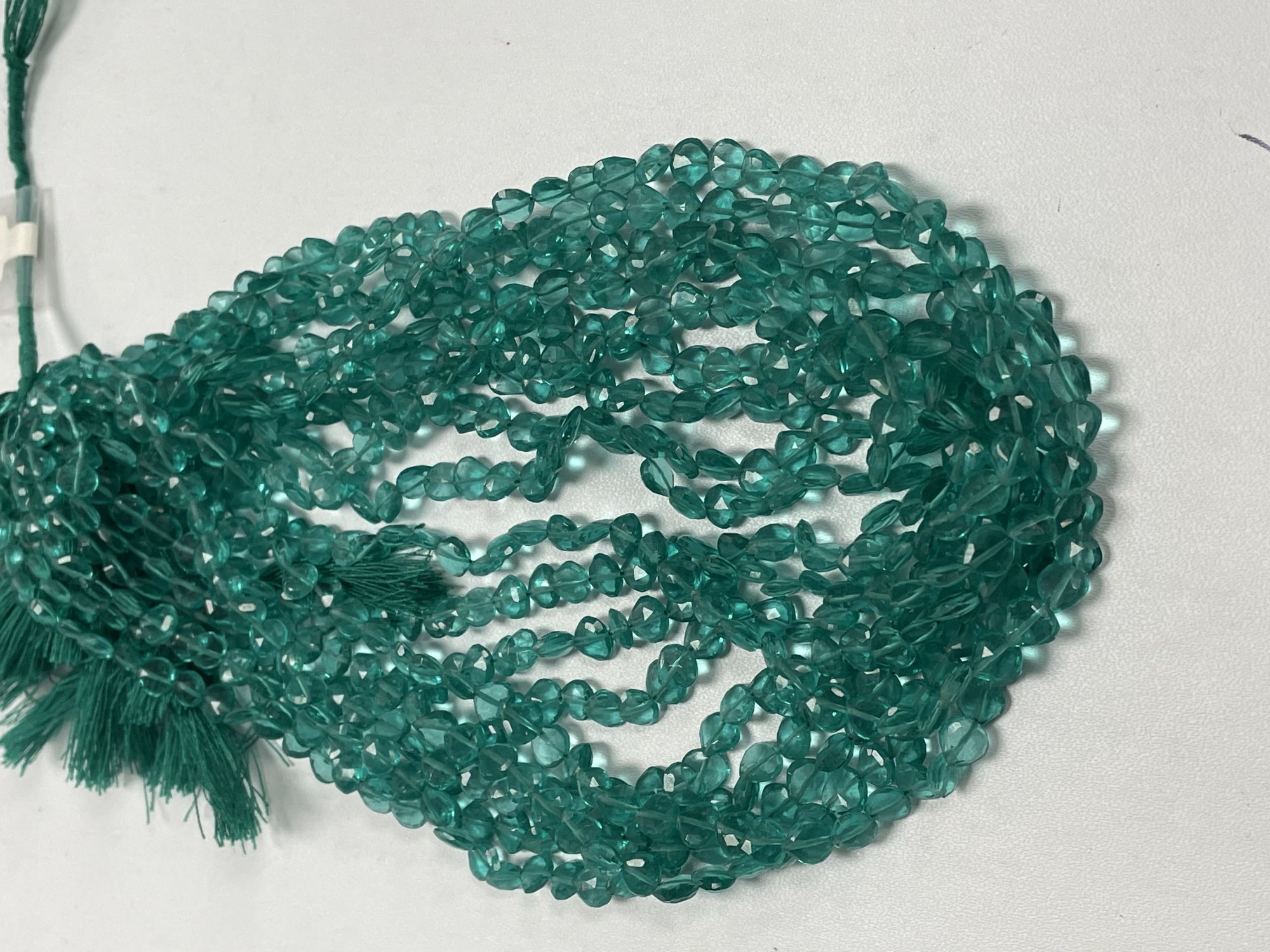 Teal Hydro Quartz Heart Straight Drill Faceted